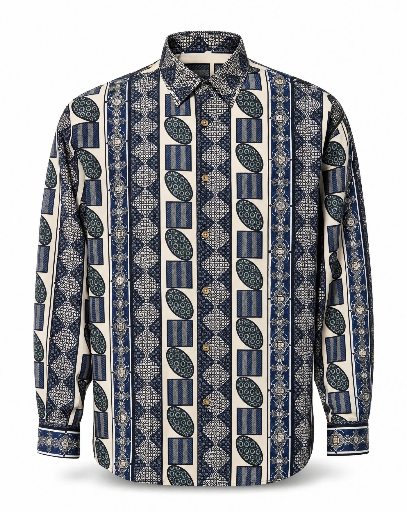 Indigo Mosaic Heritage Shirt — VAUDRE