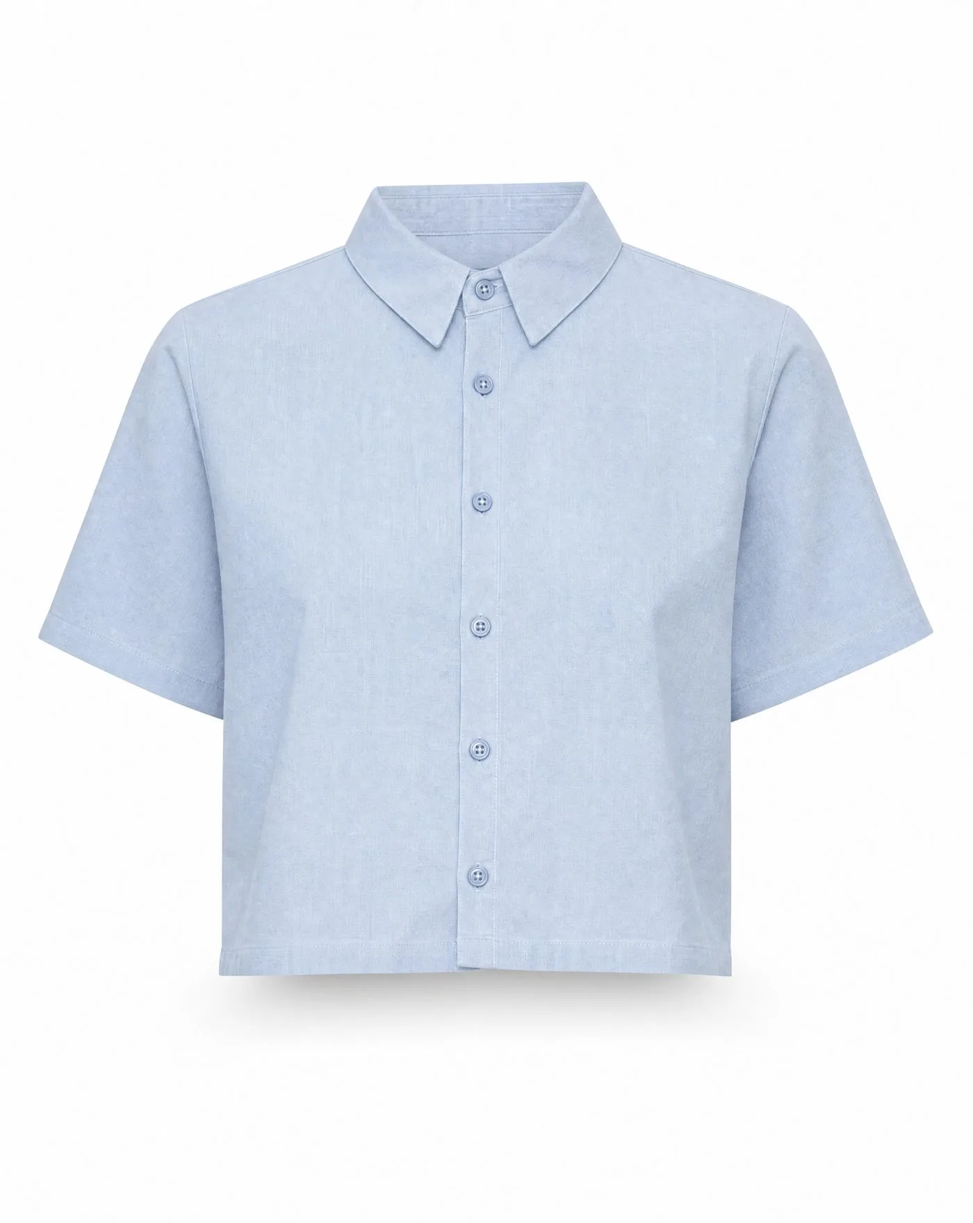 Powder Blue Cropped Shirt — VAUDRE