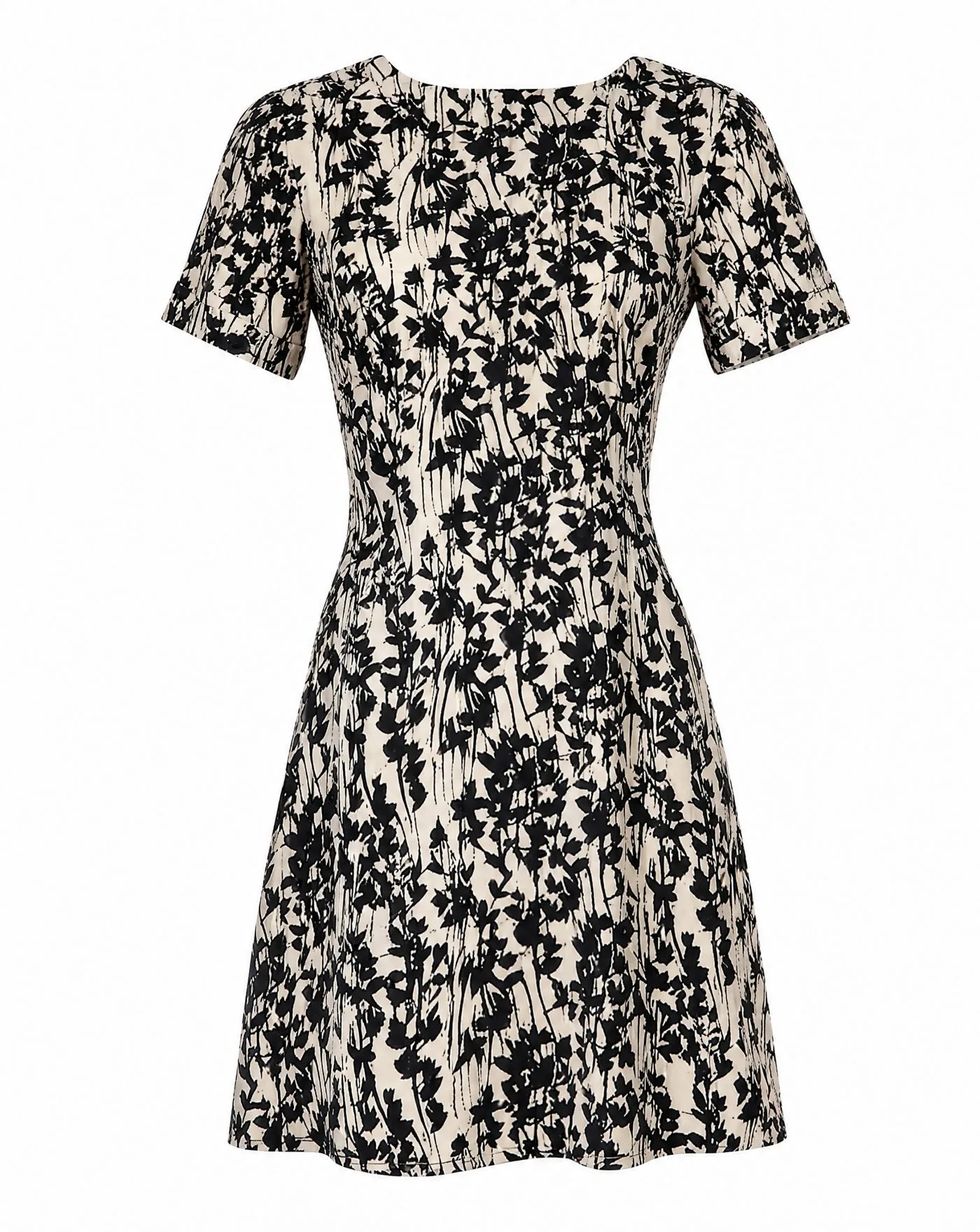 Ivory Ink Floral Fit-and-Flare Dress — VAUDRE