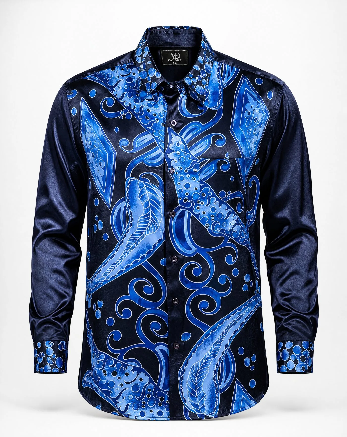 Sapphire Ink Silk Shirt — VAUDRE