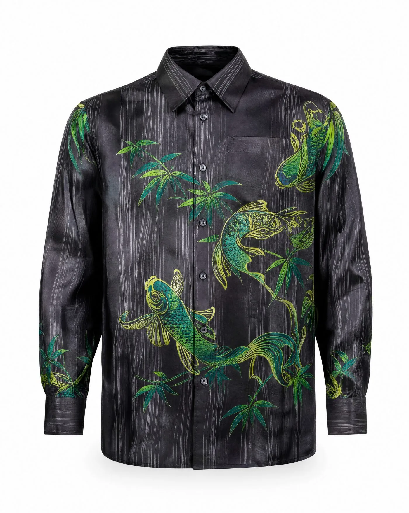 Emerald Koi Silk Shirt — VAUDRE
