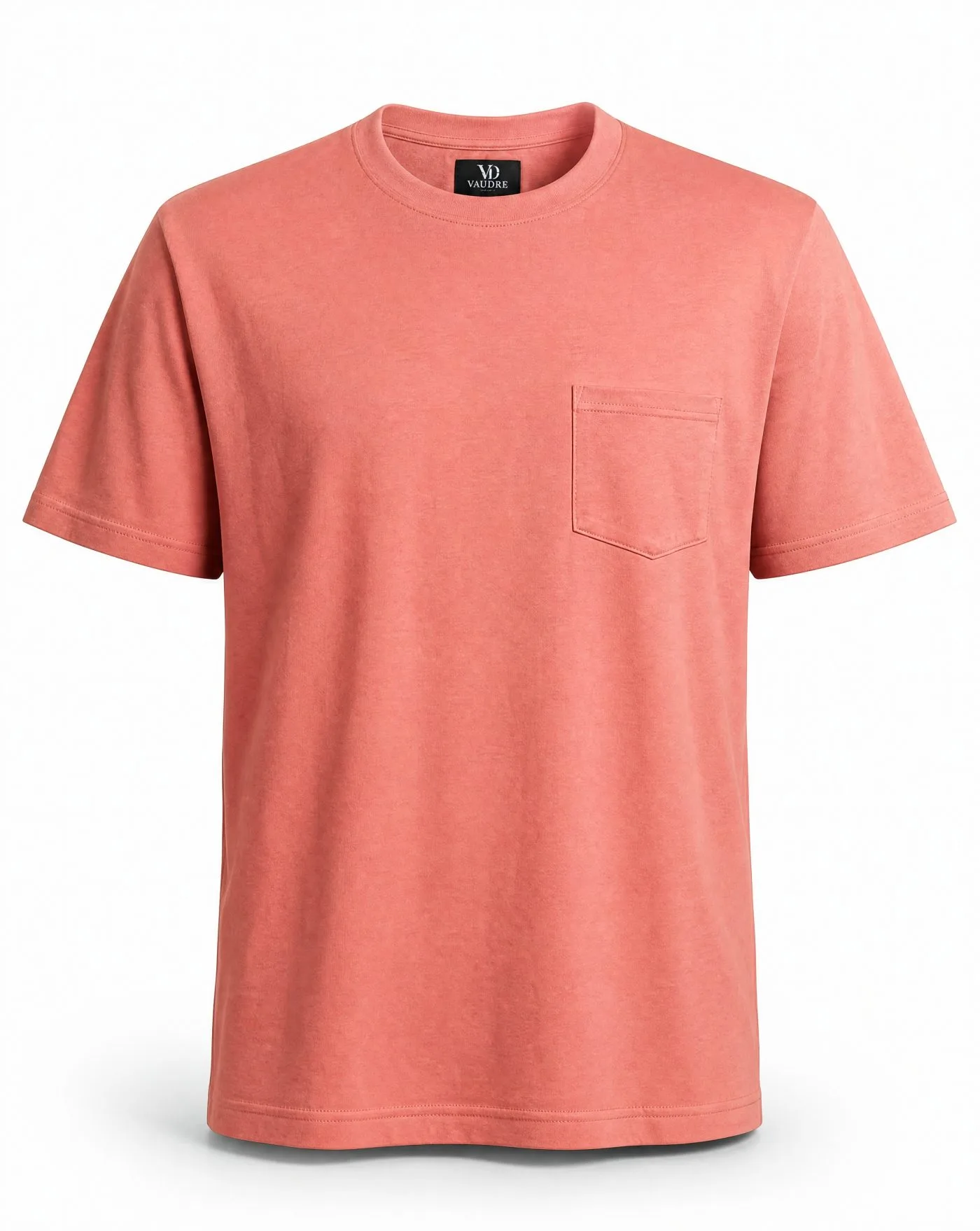 Coral Washed Pocket Tee — VAUDRE