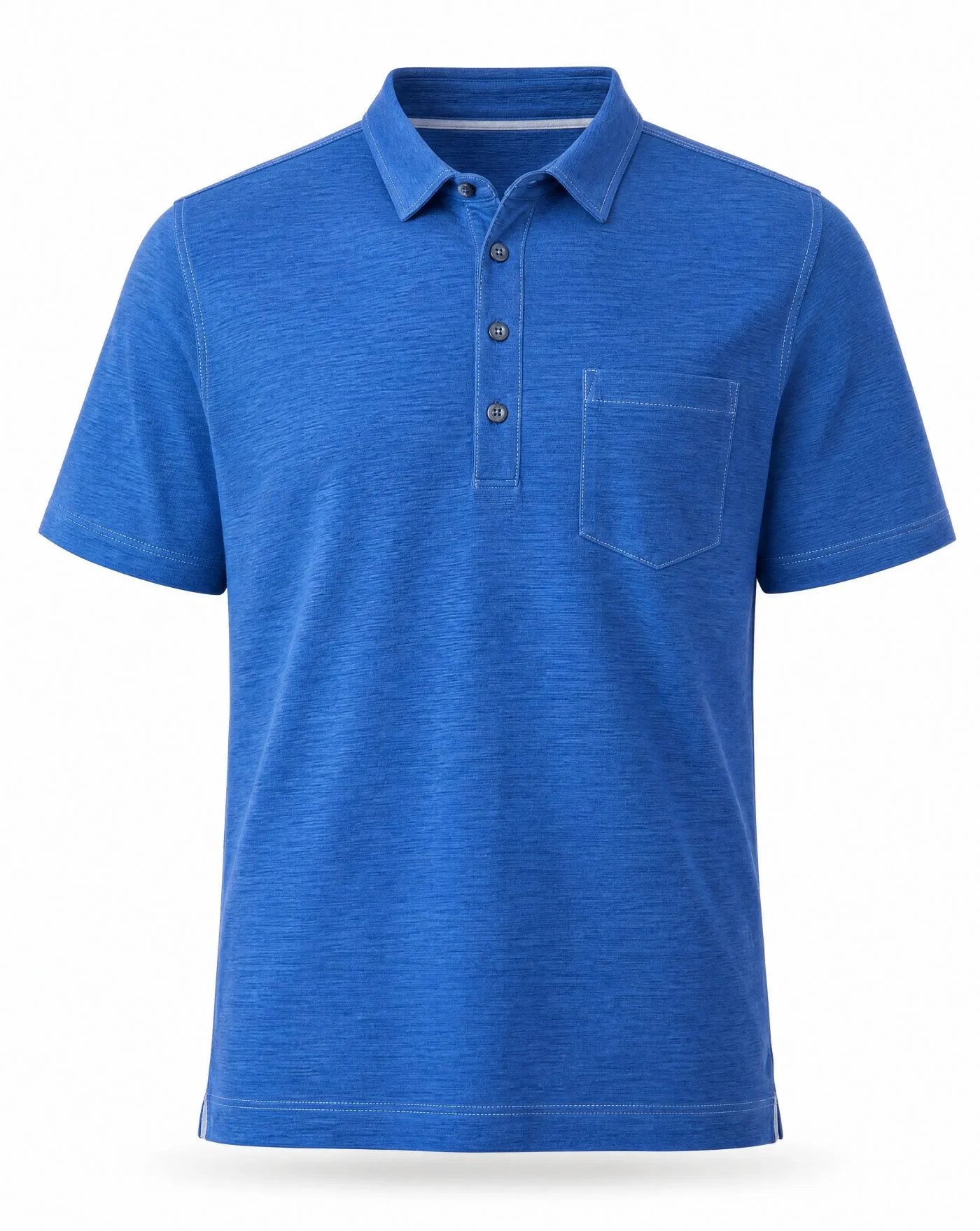 Cobalt Slub Pocket Polo — VAUDRE