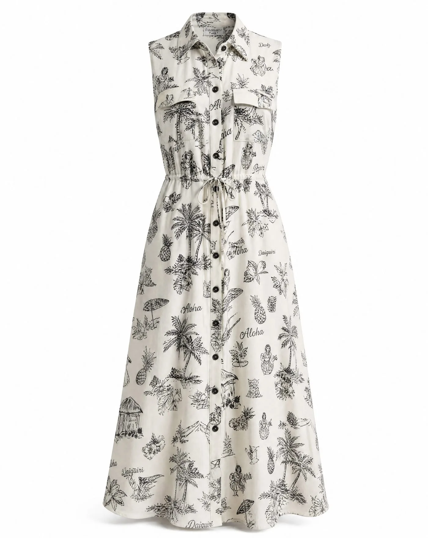 Aloha Toile Sleeveless Shirt Dress — VAUDRE