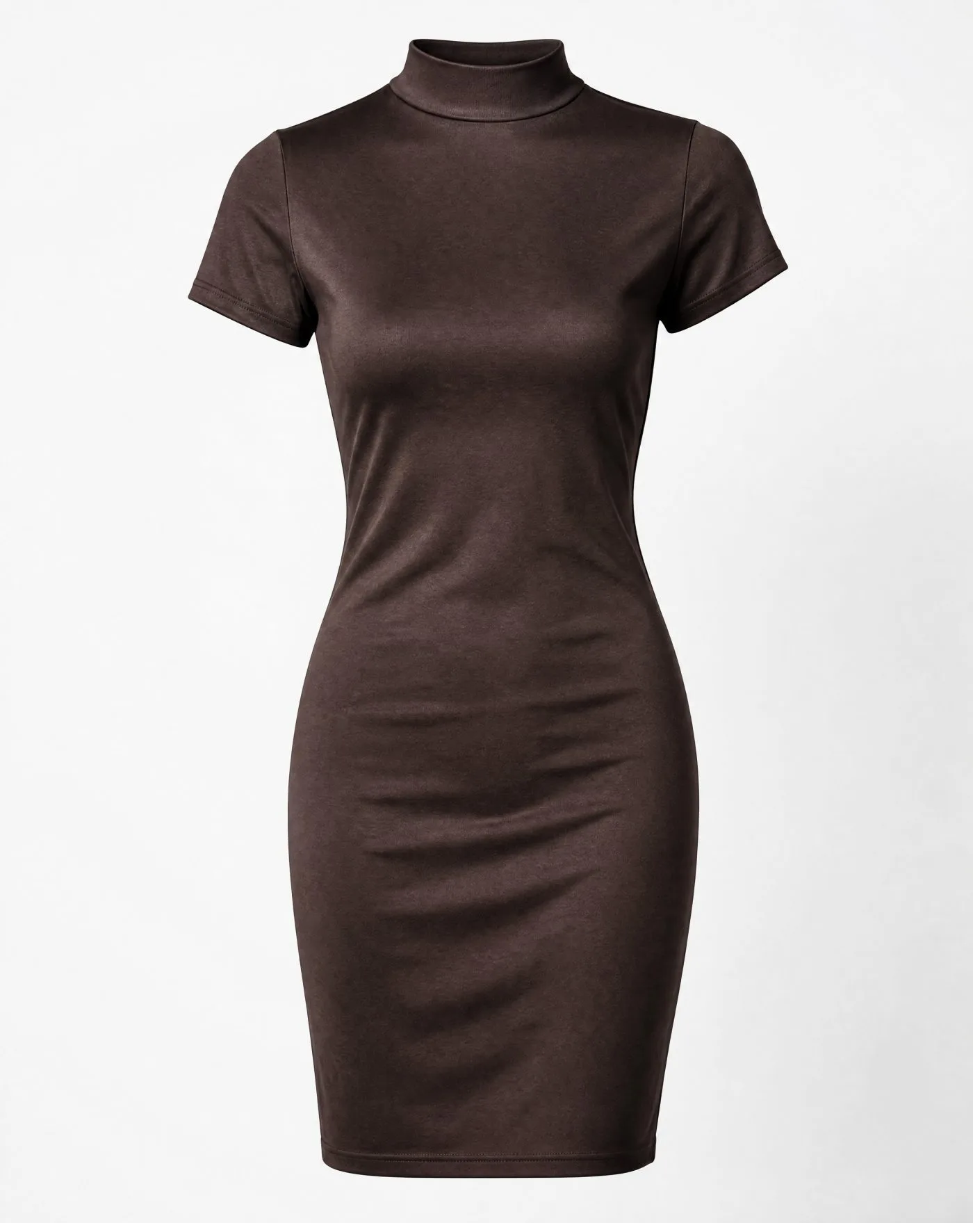 Espresso Mock-Neck Open-Back Dress — VAUDRE