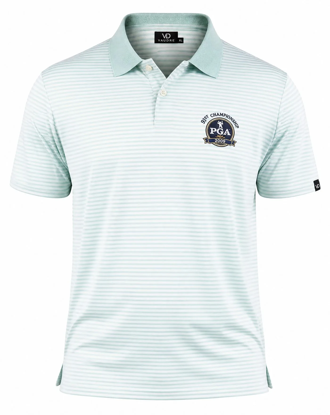 Mint Fine-Stripe Golf Polo — VAUDRE
