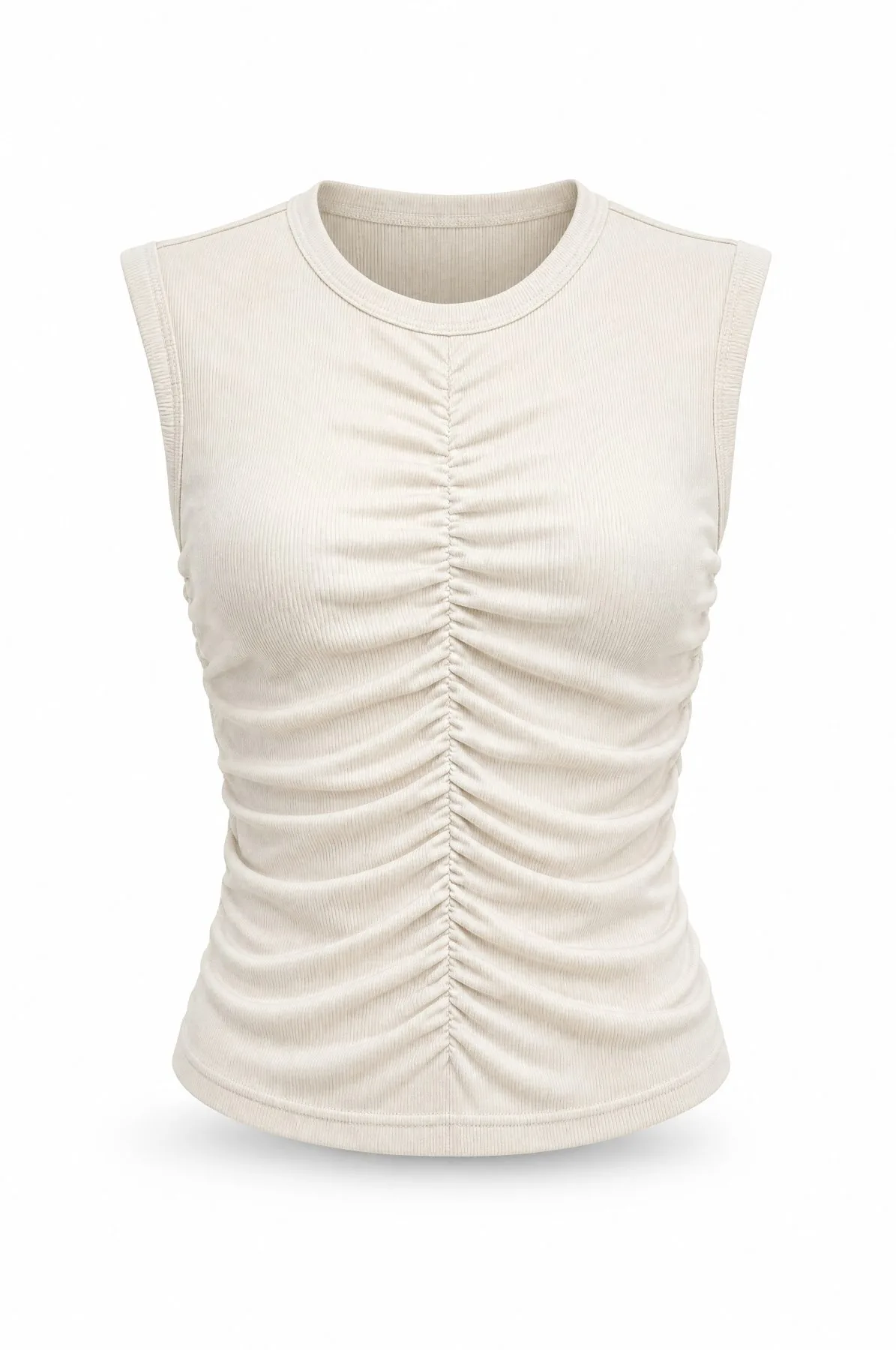 Ivory Ruched Sleeveless Top — VAUDRE
