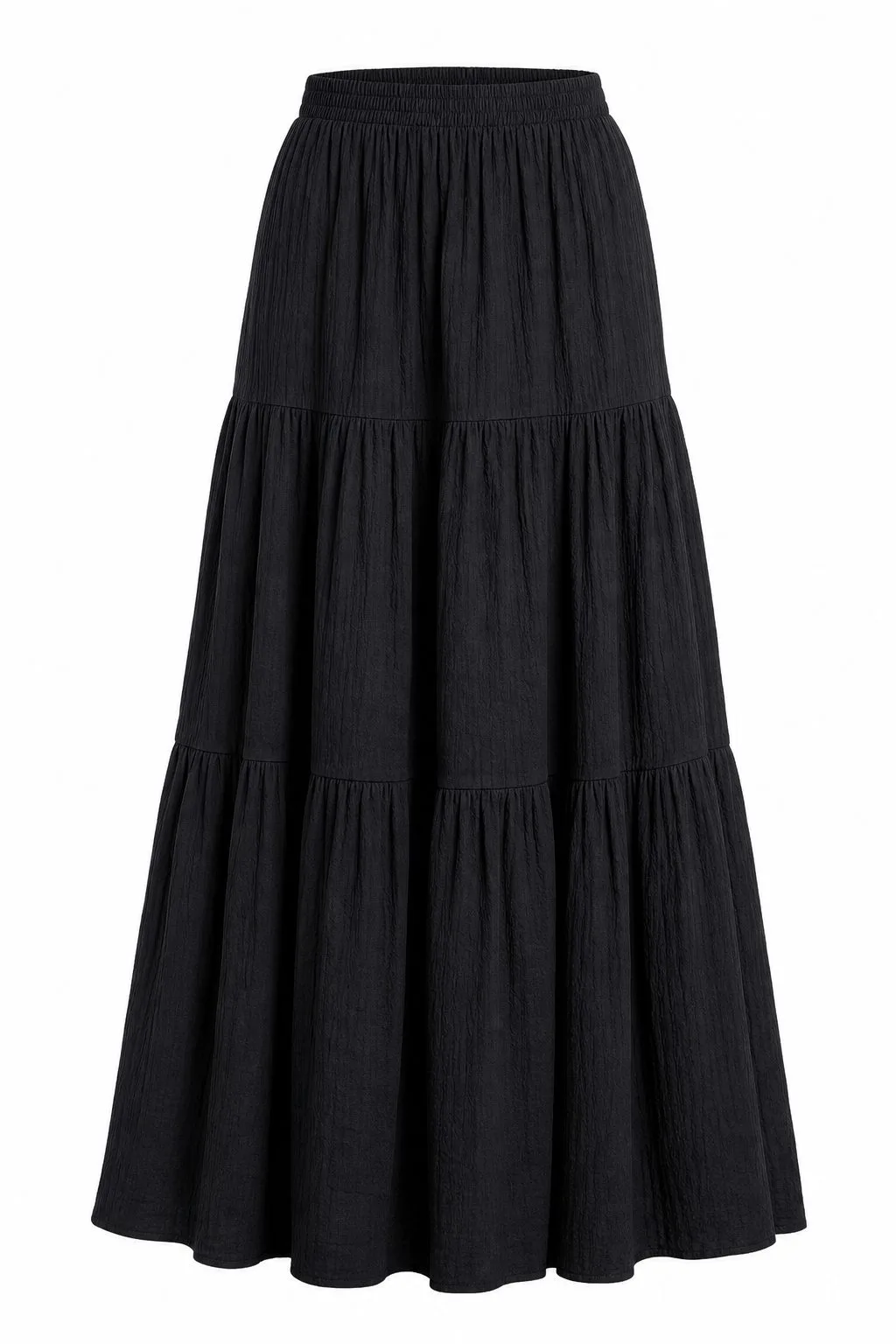 Onyx Tiered Gauze Maxi Skirt — VAUDRE