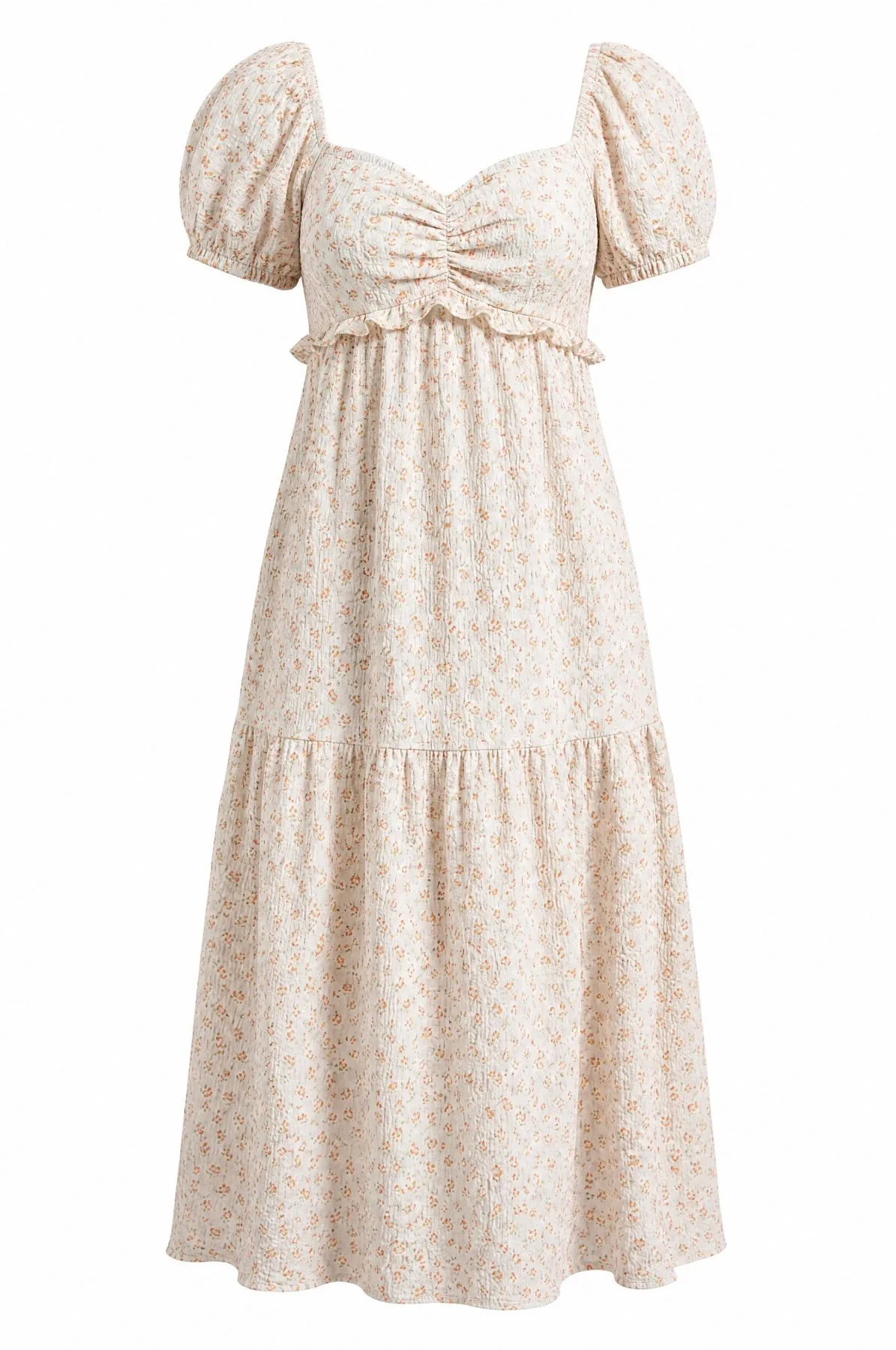 Wildmeadow Puff‑Sleeve Midi Dress — VAUDRE