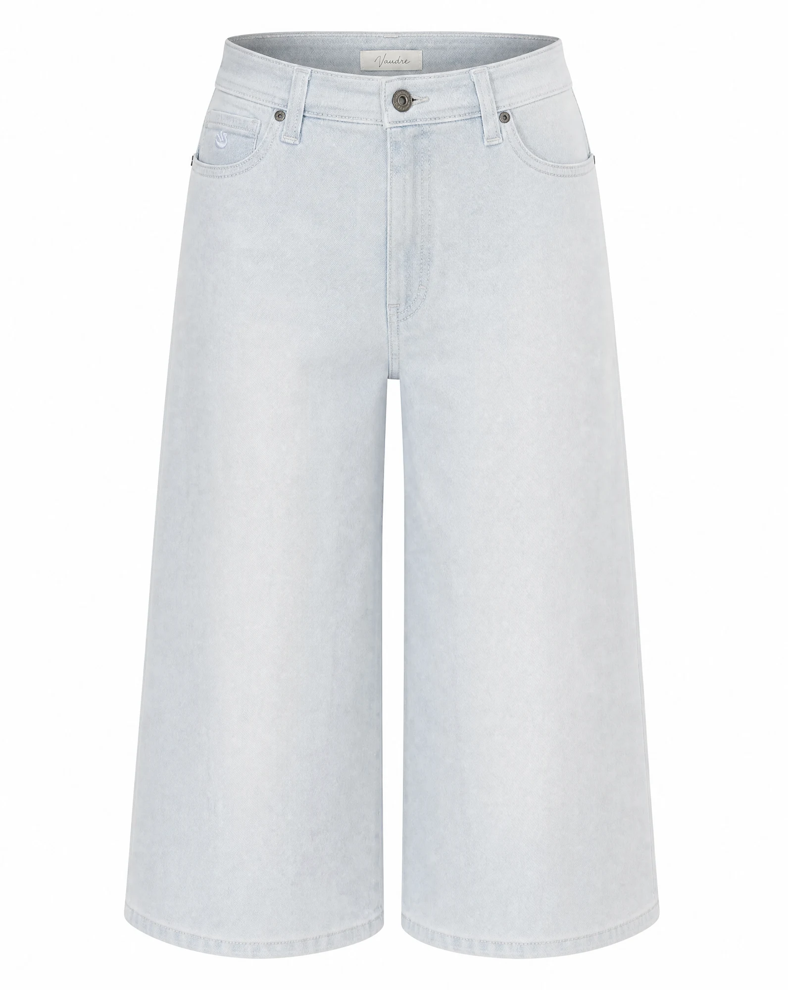 Ice-Wash Wide-Leg Culotte Denim — VAUDRE