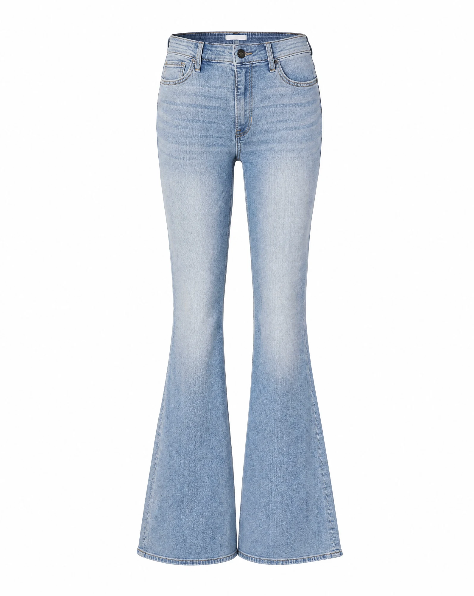 Light-Wash High-Rise Bell Flare Denim — VAUDRE