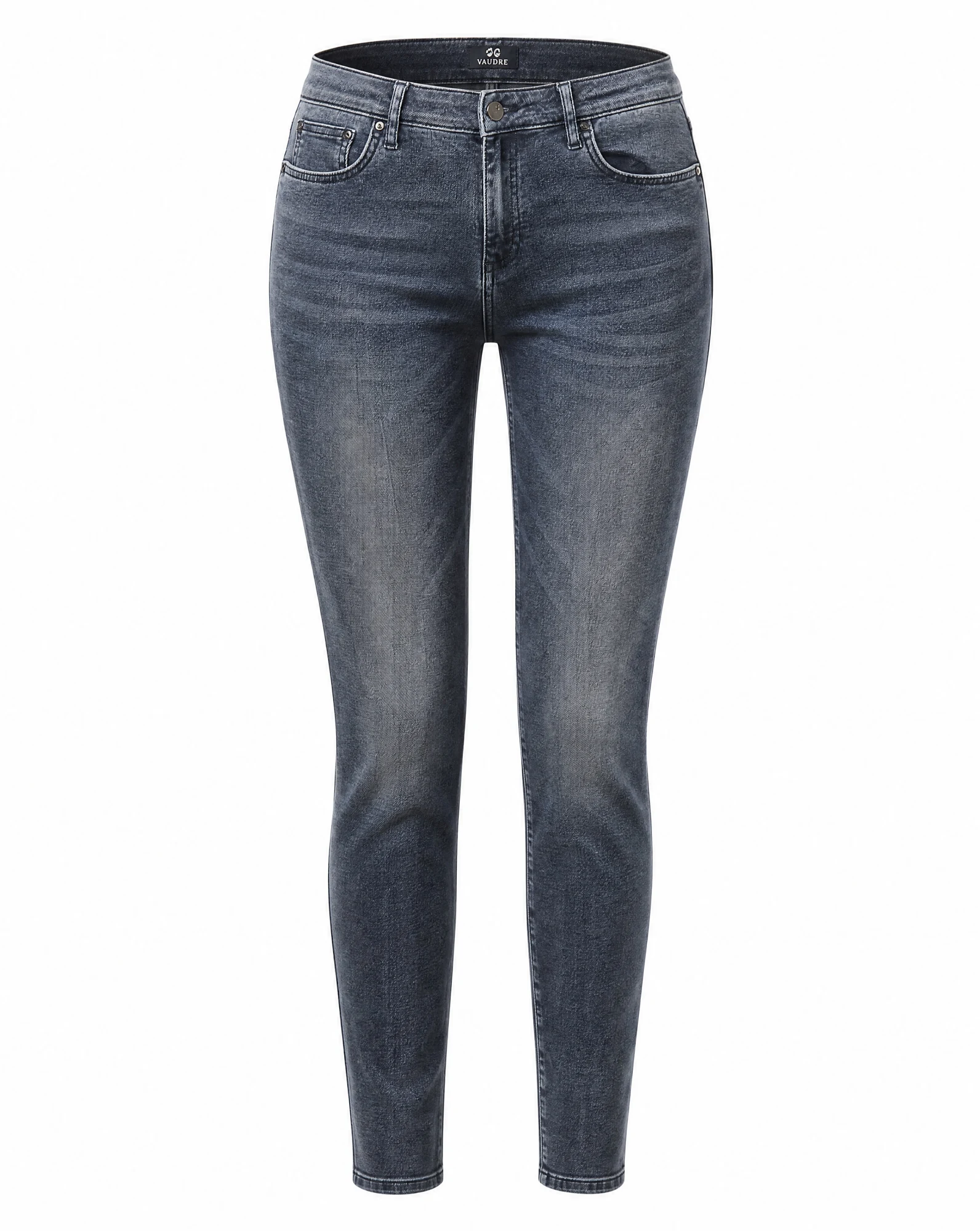 Smoke-Wash High-Rise slim Denim — VAUDRE