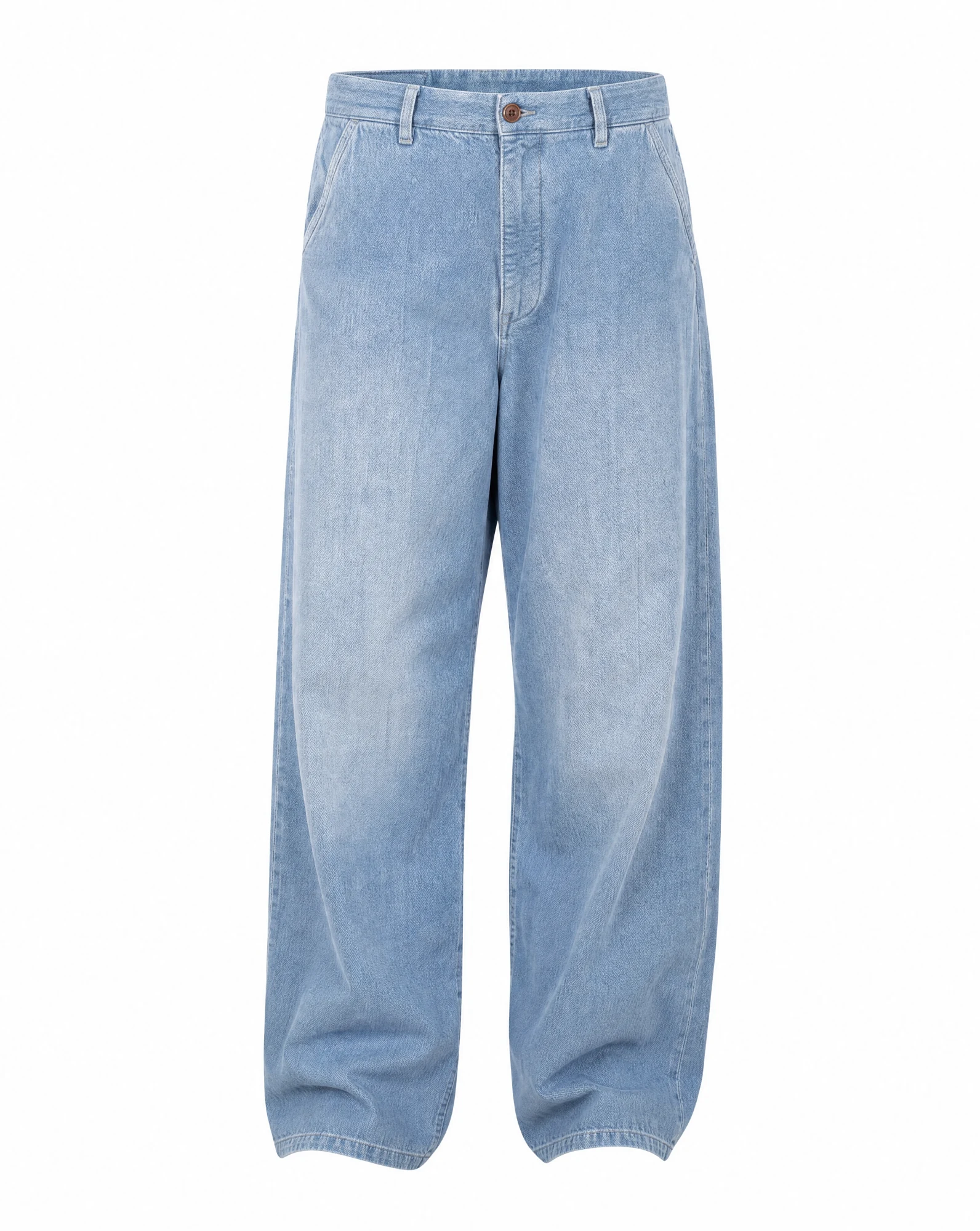 Sky-Wash Pleated Wide-Leg Denim — VAUDRE