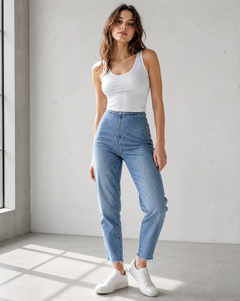 Acid-Wash Frayed-Hem Jean — Light Acid Wash — sovereign pants — VAUDRE numbered luxury — alternate view