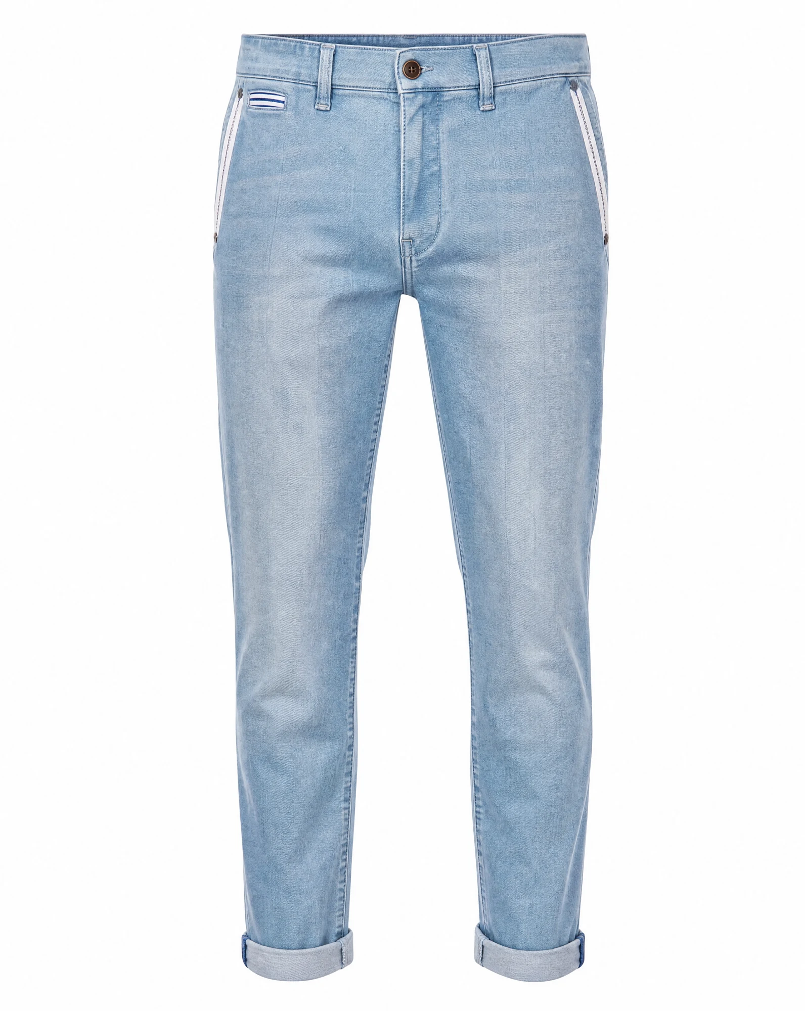 Pale-Wash Taped-Pocket Denim Chino — VAUDRE