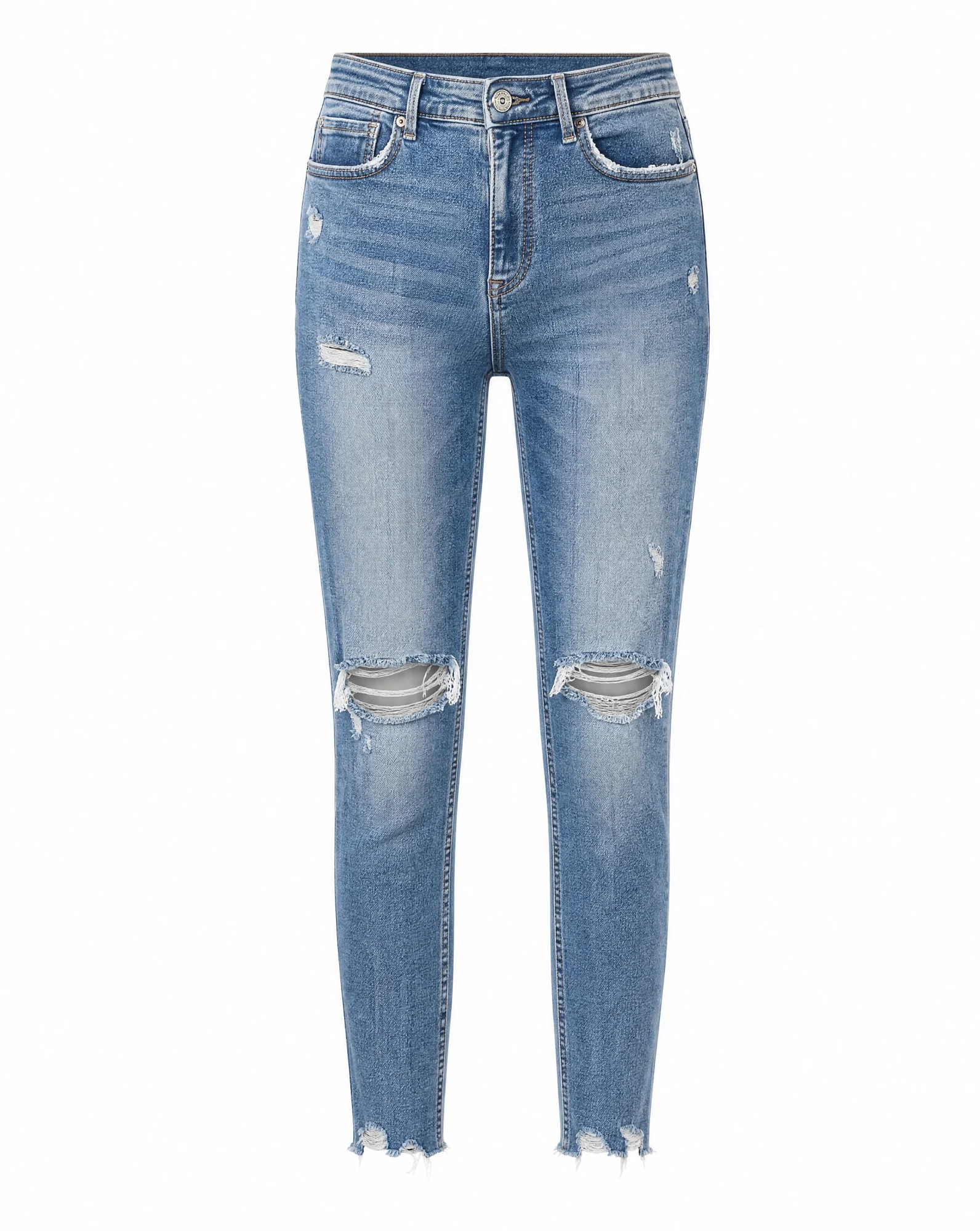 Distressed Mid-Blue Jean — VAUDRE