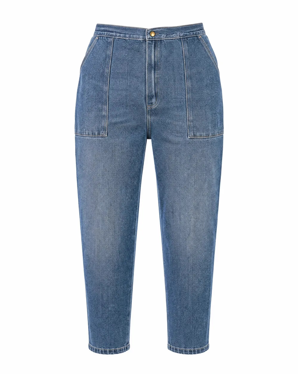 Barrel-Leg Utility Denim Trouser — Mid-Blue Wash — street wear — VAUDRE numbered luxury