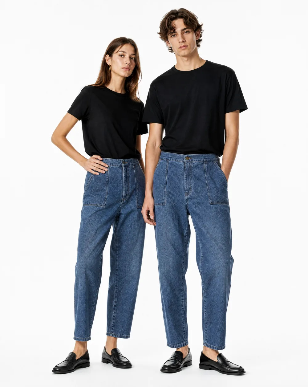 Barrel-Leg Utility Denim Trouser — Mid-Blue Wash — street wear — VAUDRE numbered luxury — alternate view