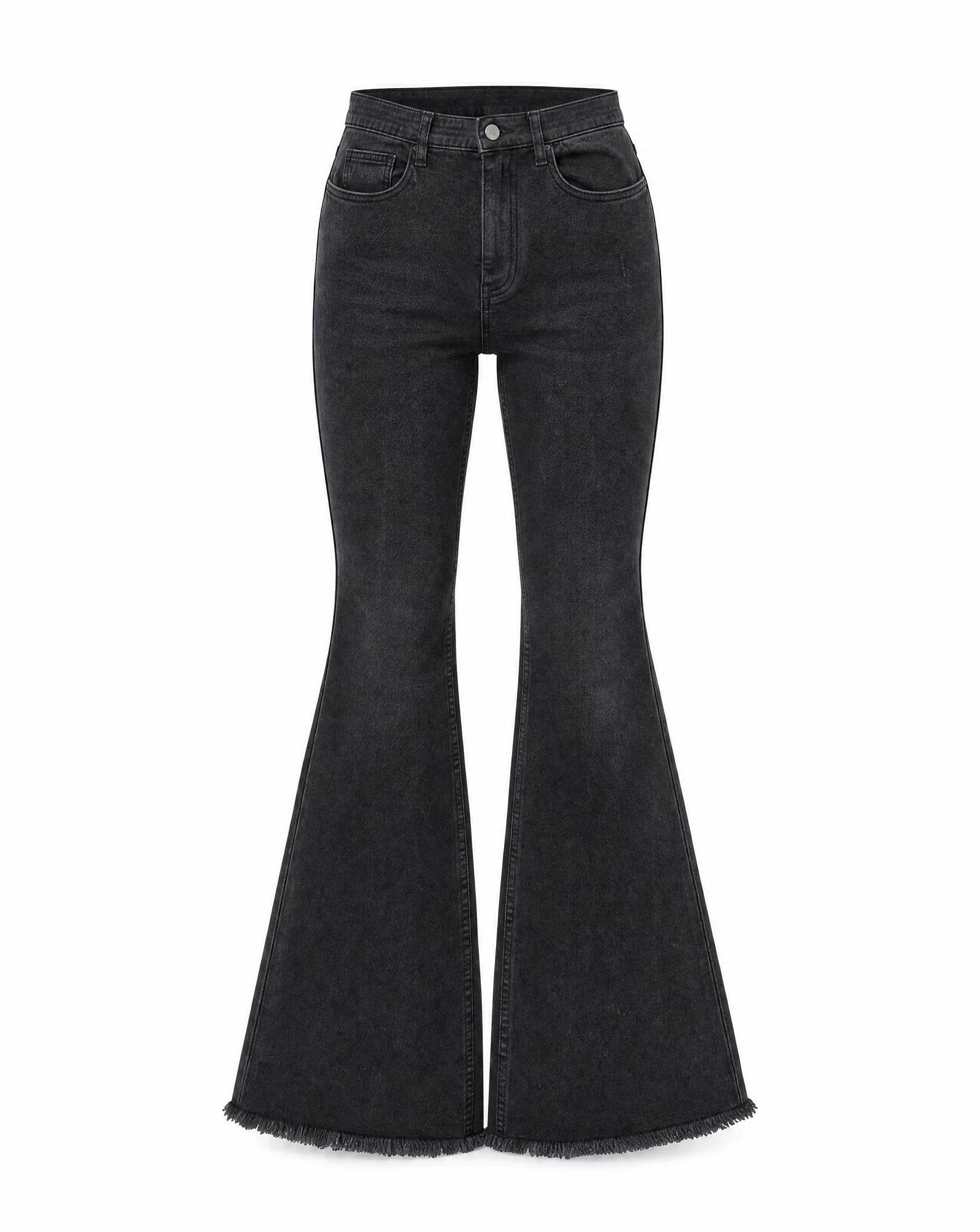 Washed Black Frayed Super-Flare Jean — VAUDRE