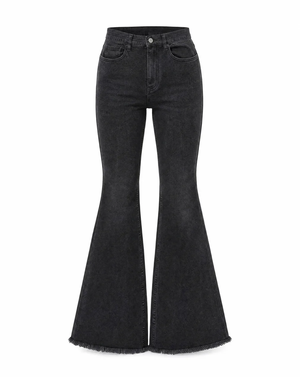 Washed Black Frayed Super-Flare Jean — Washed Black — sovereign pants — VAUDRE numbered luxury