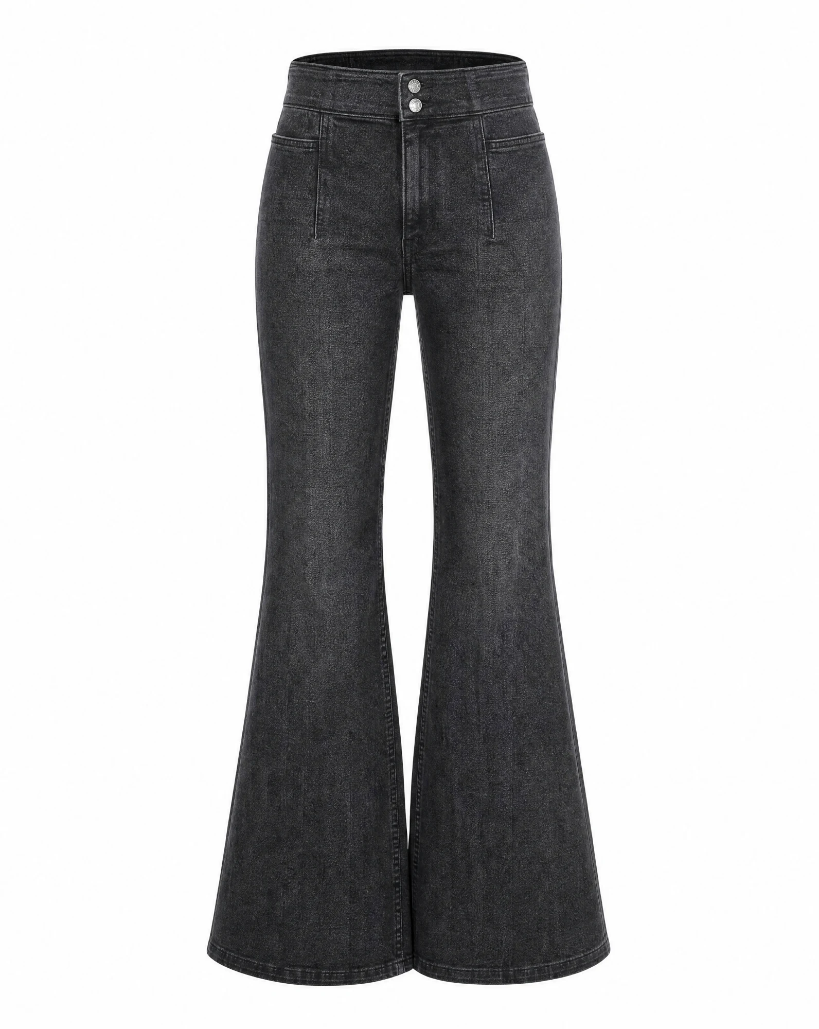 Washed Grey High‑Rise Super‑Flare Jean — VAUDRE