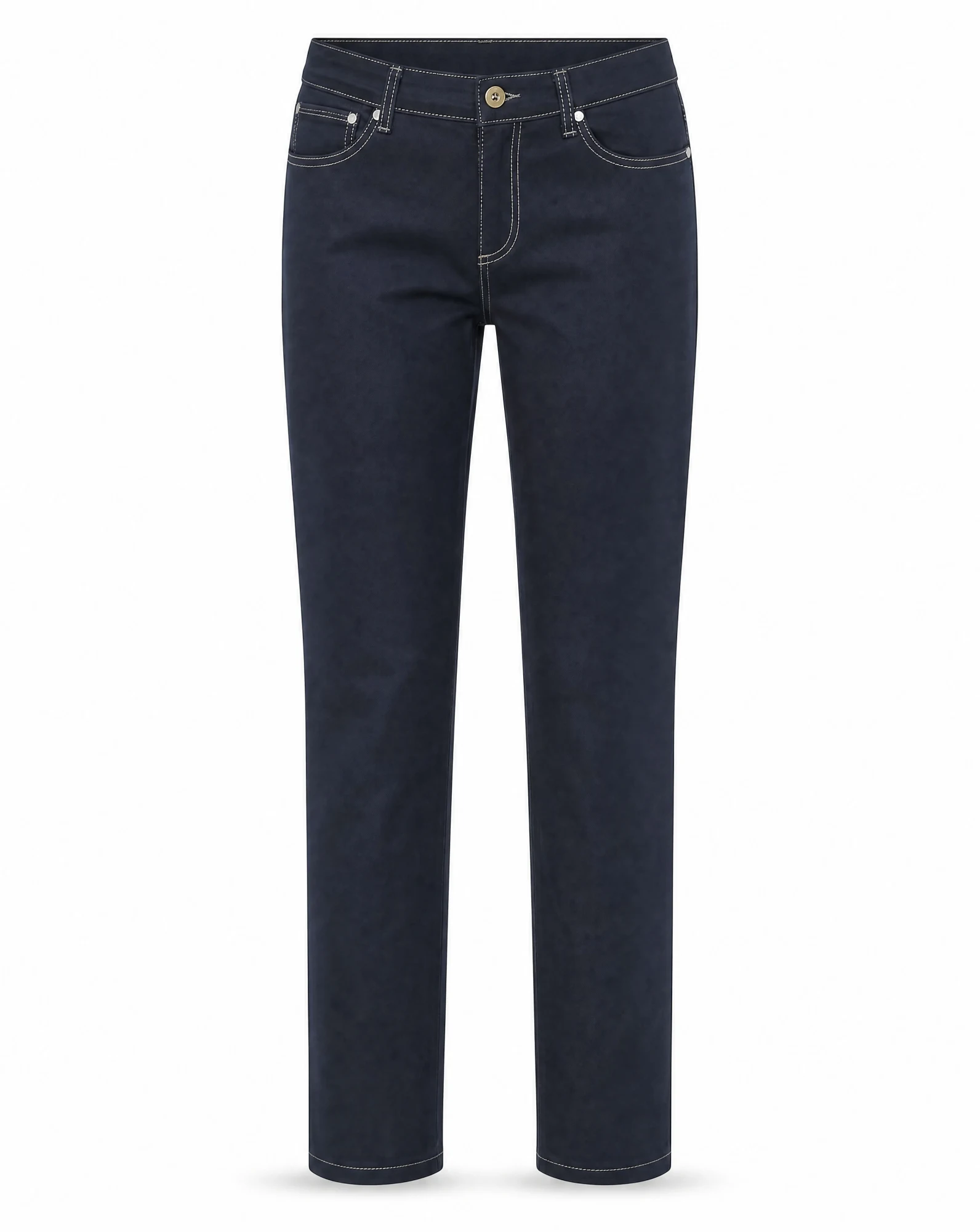 Indigo Contrast‑Stitch Straight Jean — VAUDRE