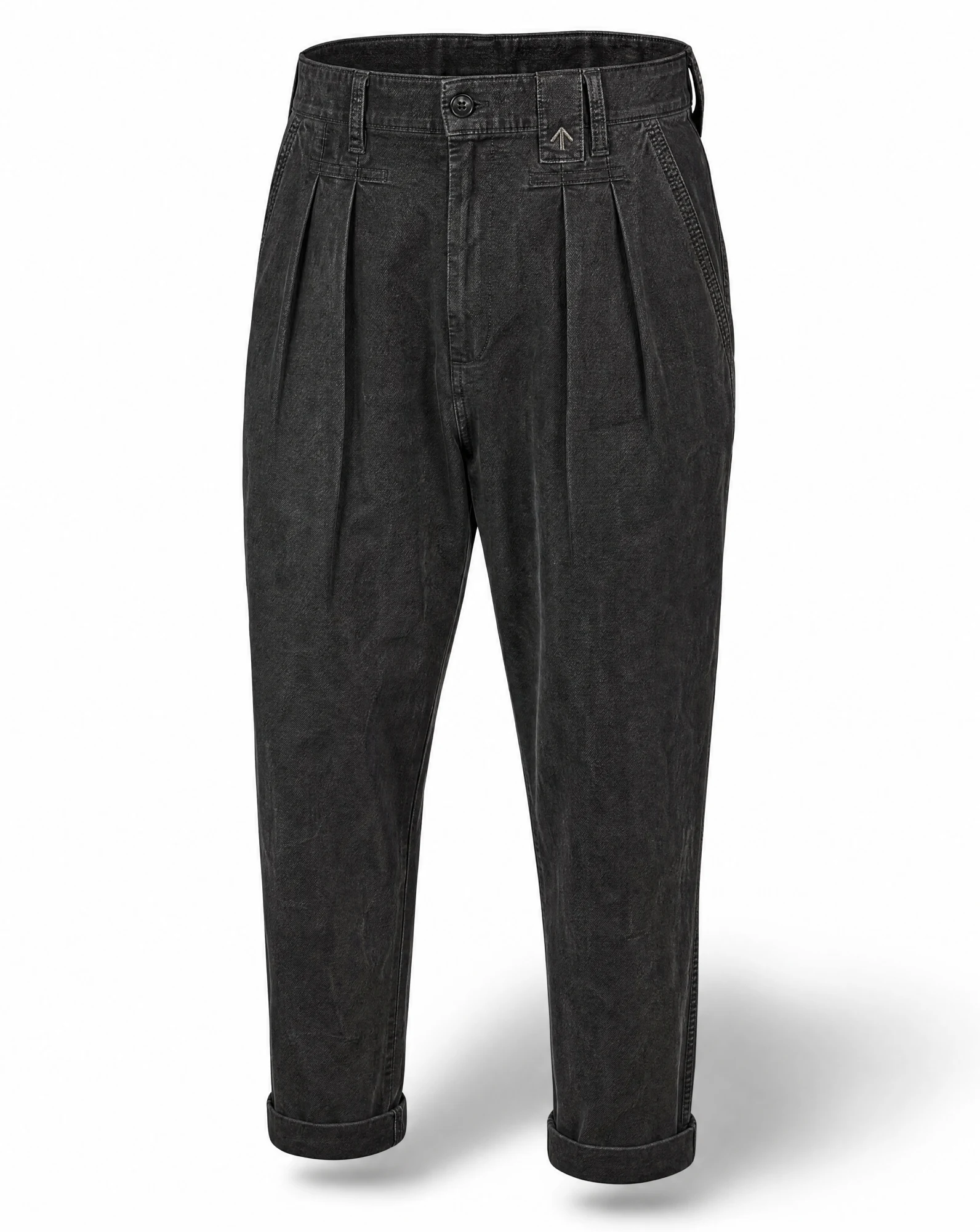 Washed Black Pleated Tapered Jean — VAUDRE