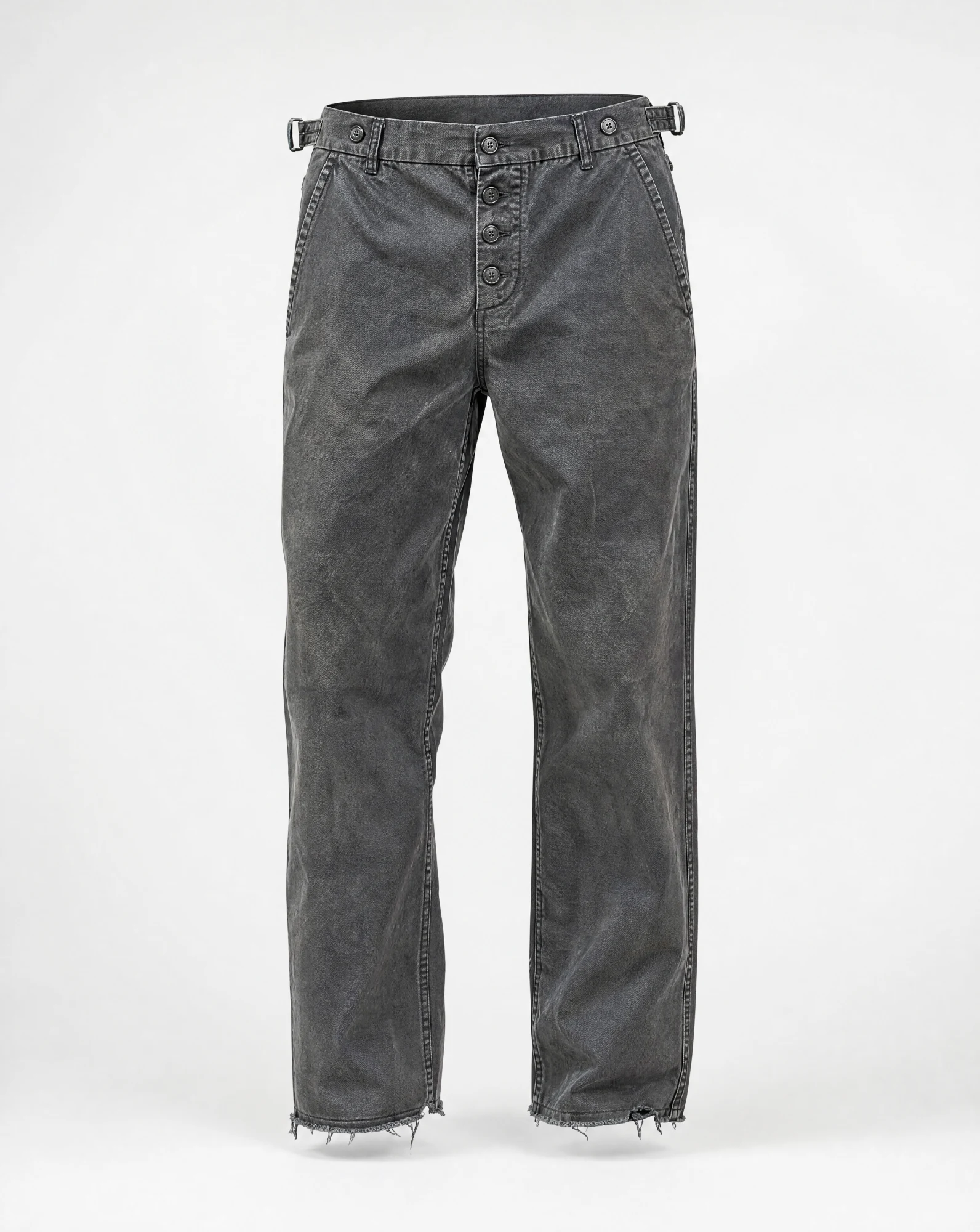 Washed Grey Button-Fly Trouser — VAUDRE