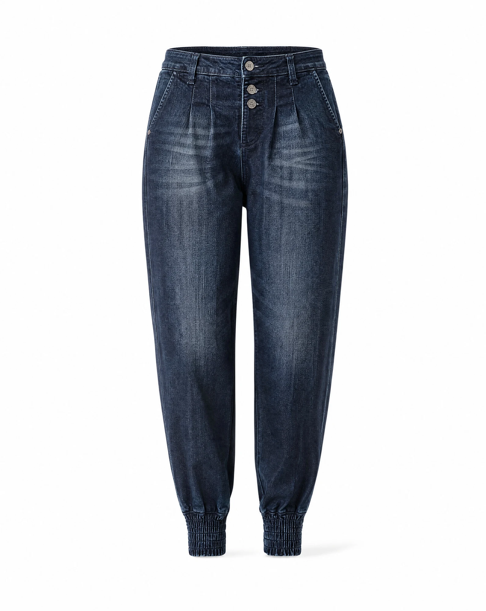 Indigo Wash Pleated Denim Jogger — VAUDRE