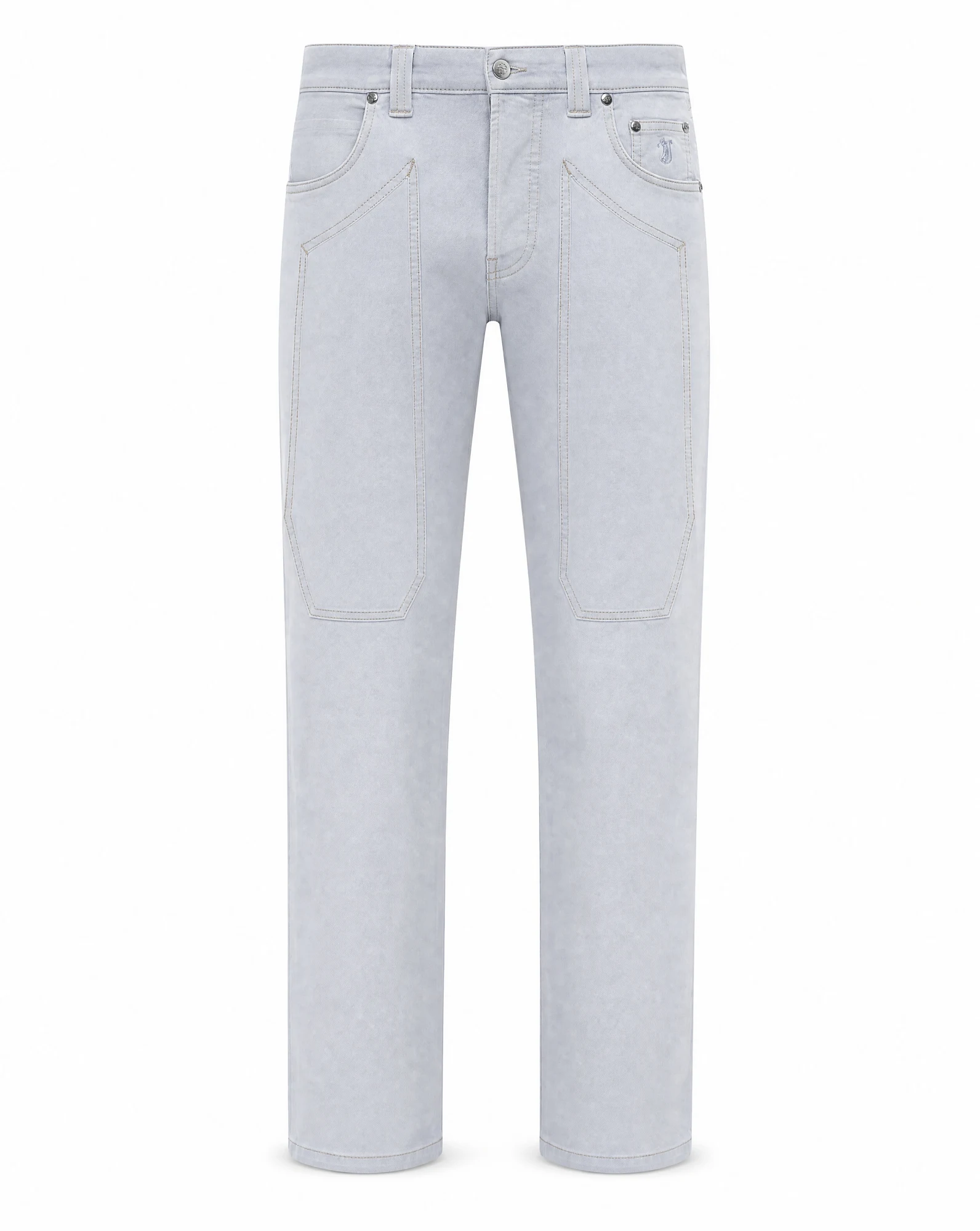 Ice Grey Panelled Straight Jean — VAUDRE