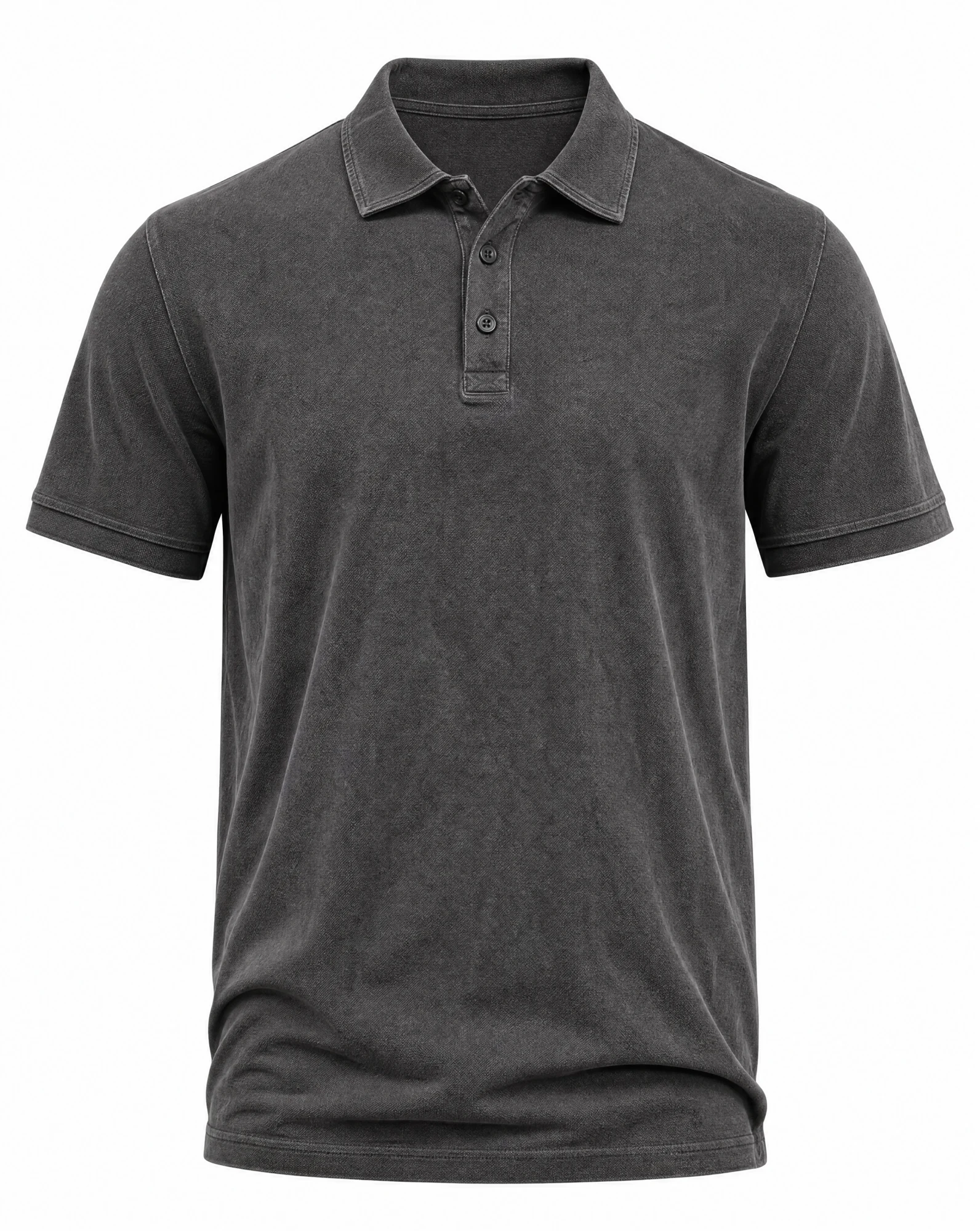 Washed Charcoal Piqué Polo — VAUDRE