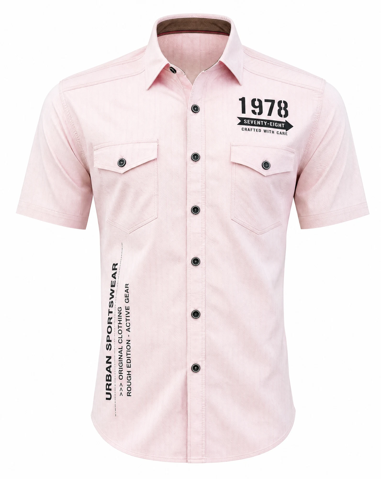 Dusty Pink Short‑Sleeve Utility Shirt — VAUDRE