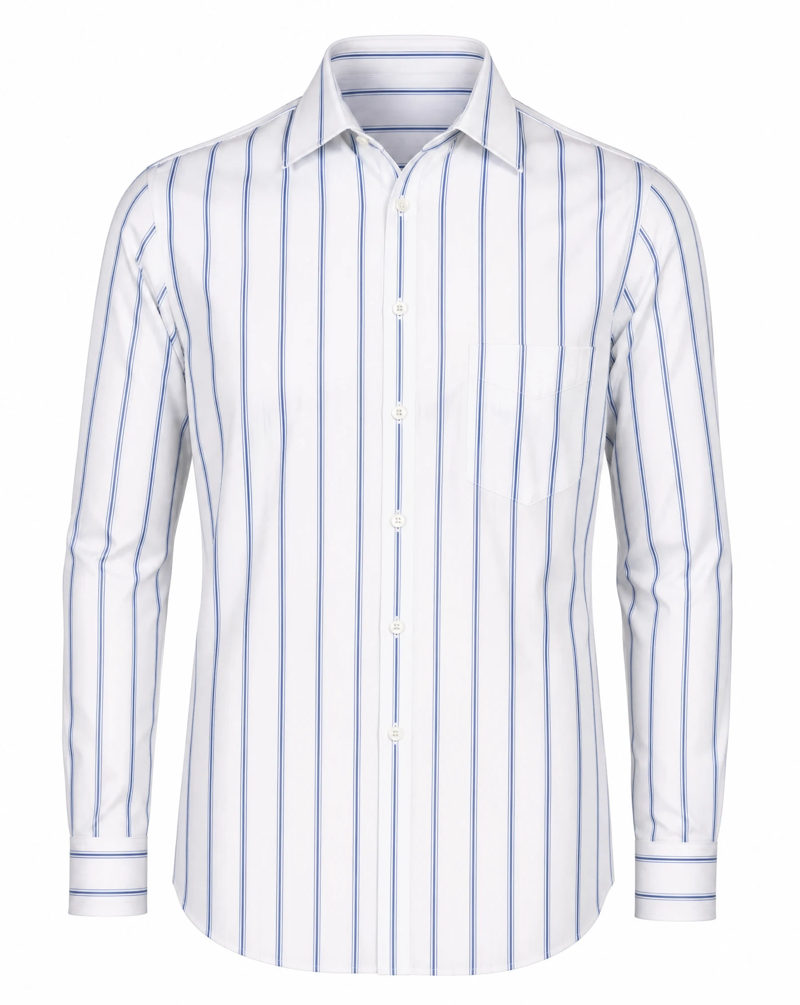 White & Blue Striped Formal Shirt — VAUDRE