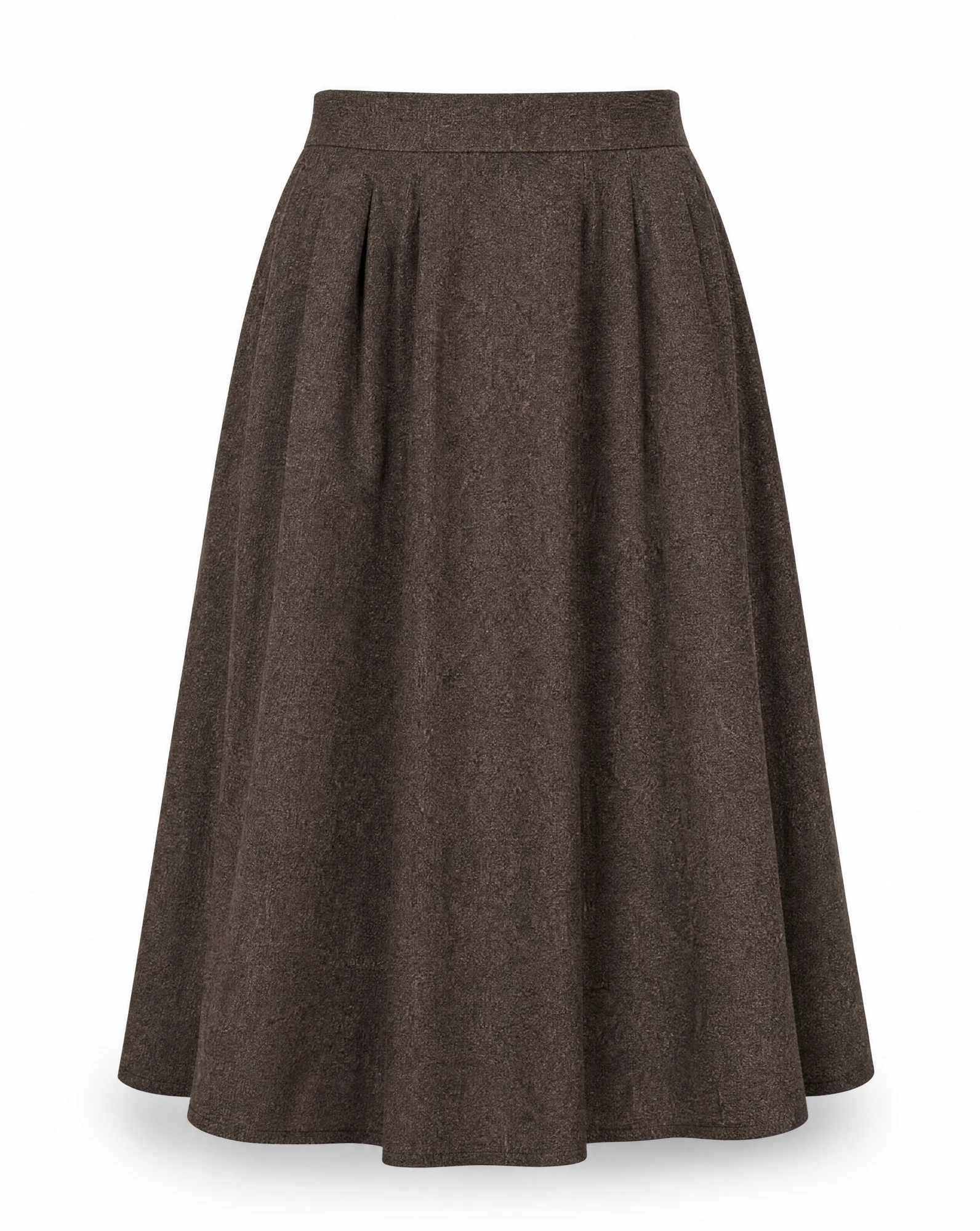 Brown Melange Pleated Midi Skirt — VAUDRE