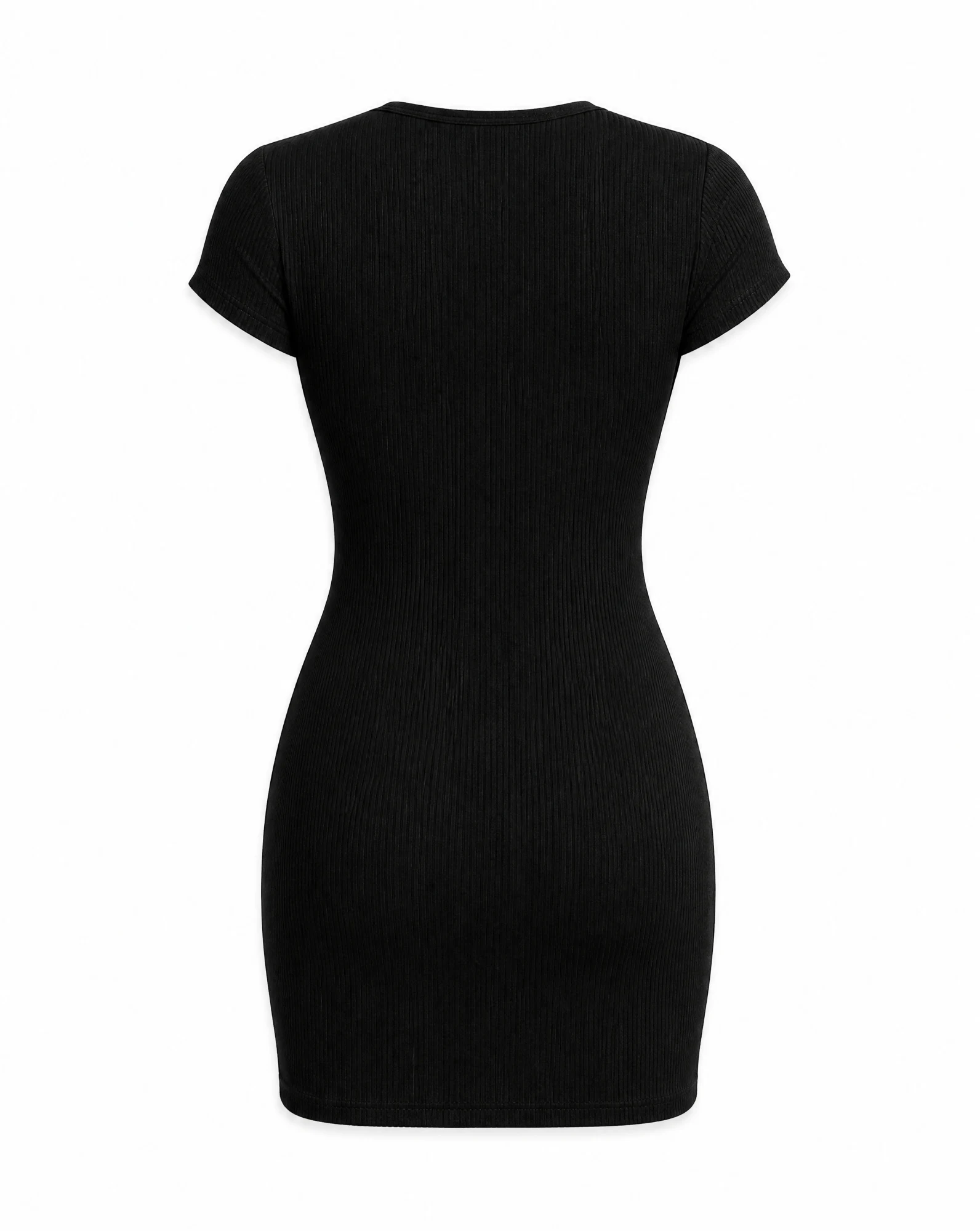 Black Ribbed Bodycon Mini Dress — VAUDRE