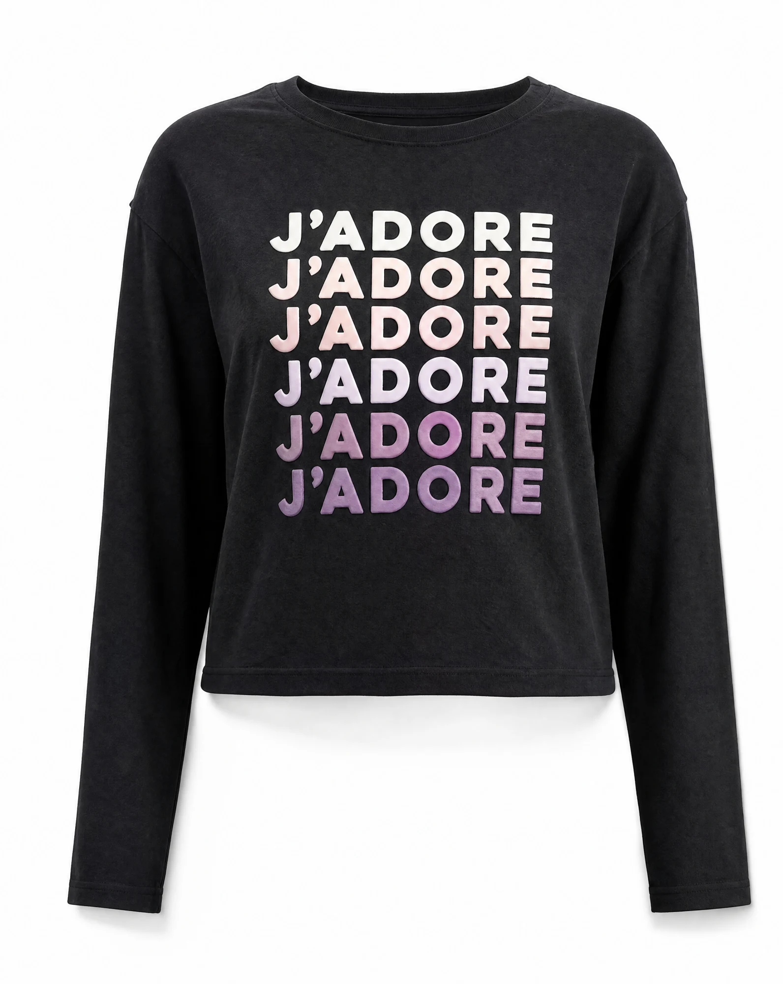 "J'adore" Long‑Sleeve Cropped Tee — VAUDRE