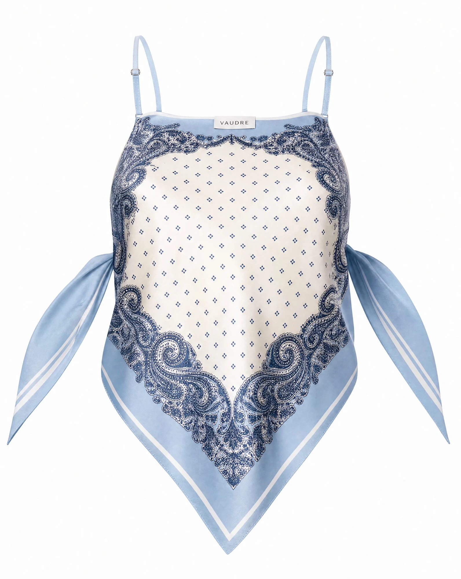Blue Bandana Silk Scarf Top — VAUDRE