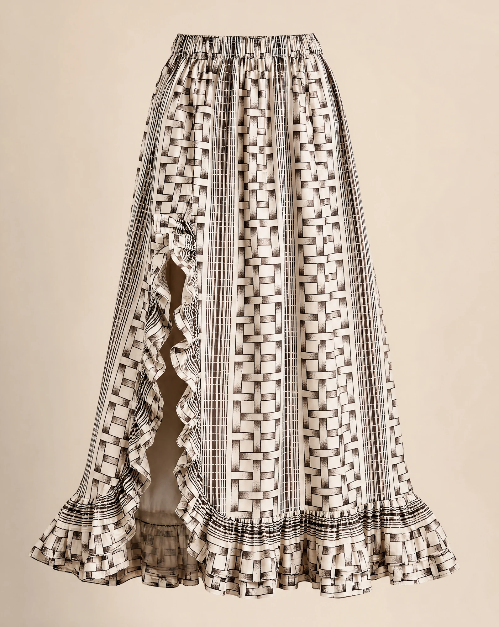 Basketweave Ruffle Maxi Skirt — VAUDRE