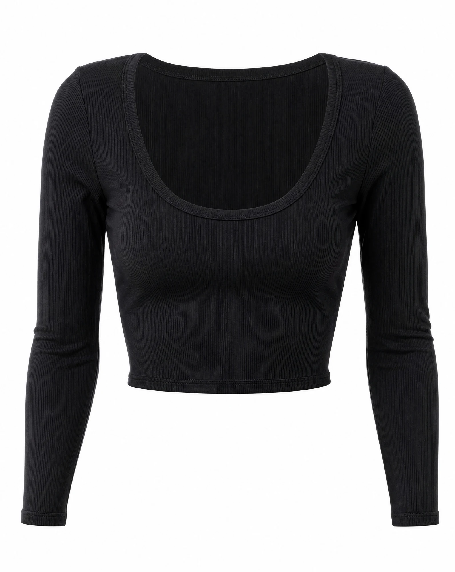 Scoop-Neck Ribbed Crop Top — VAUDRE
