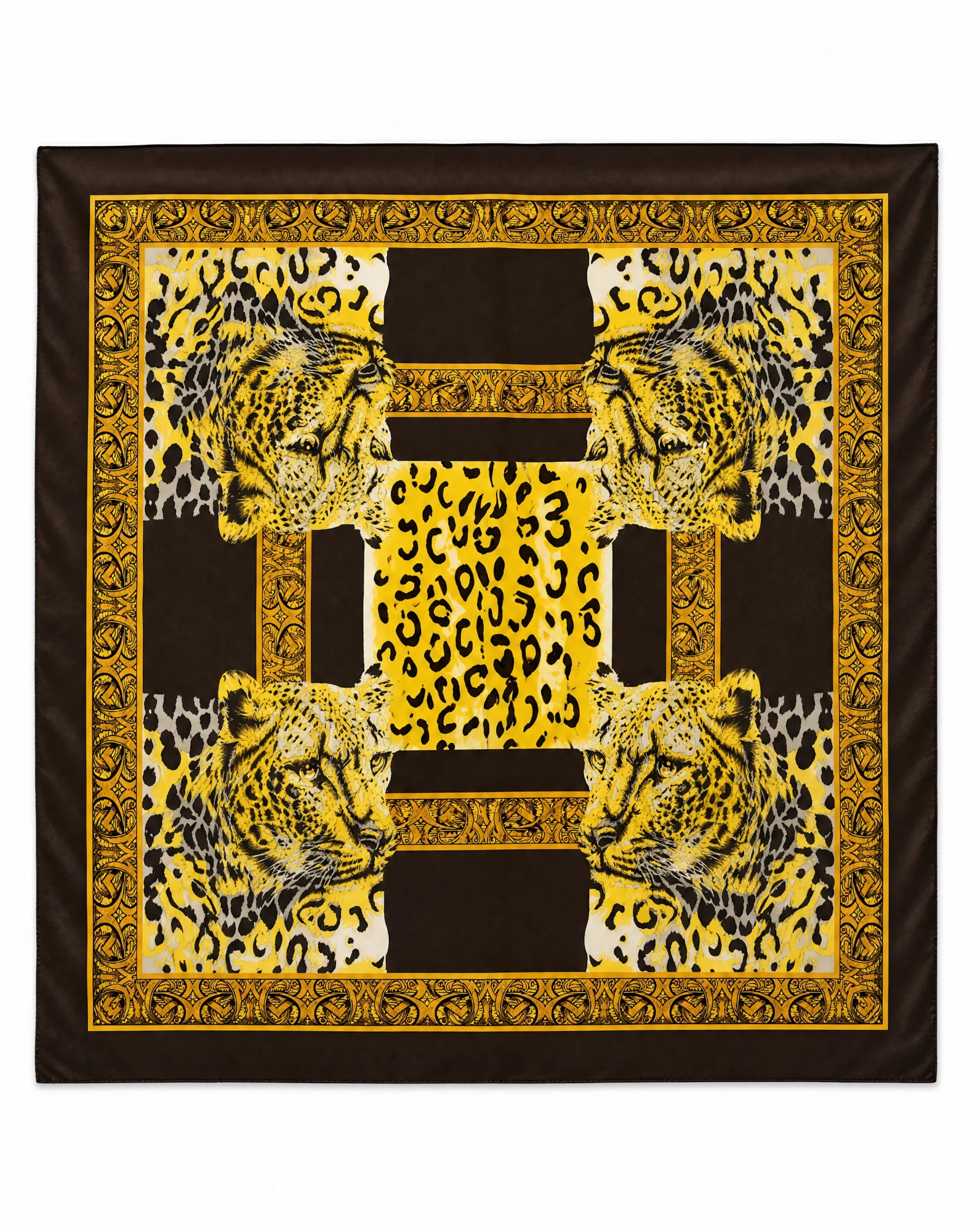 Leopard Baroque Silk Scarf — VAUDRE