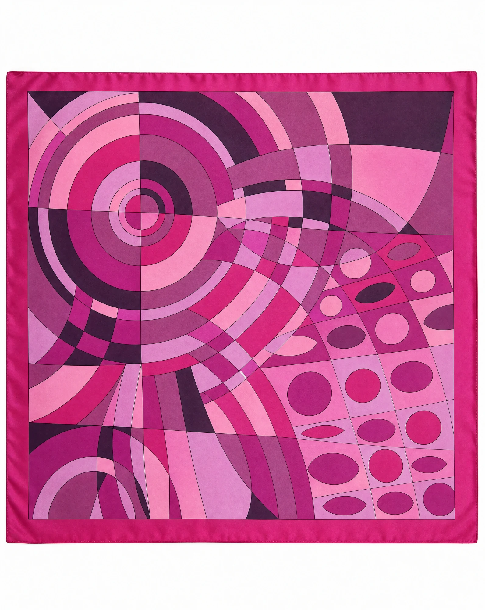 Pink Op-Art Geometric Silk Scarf — VAUDRE