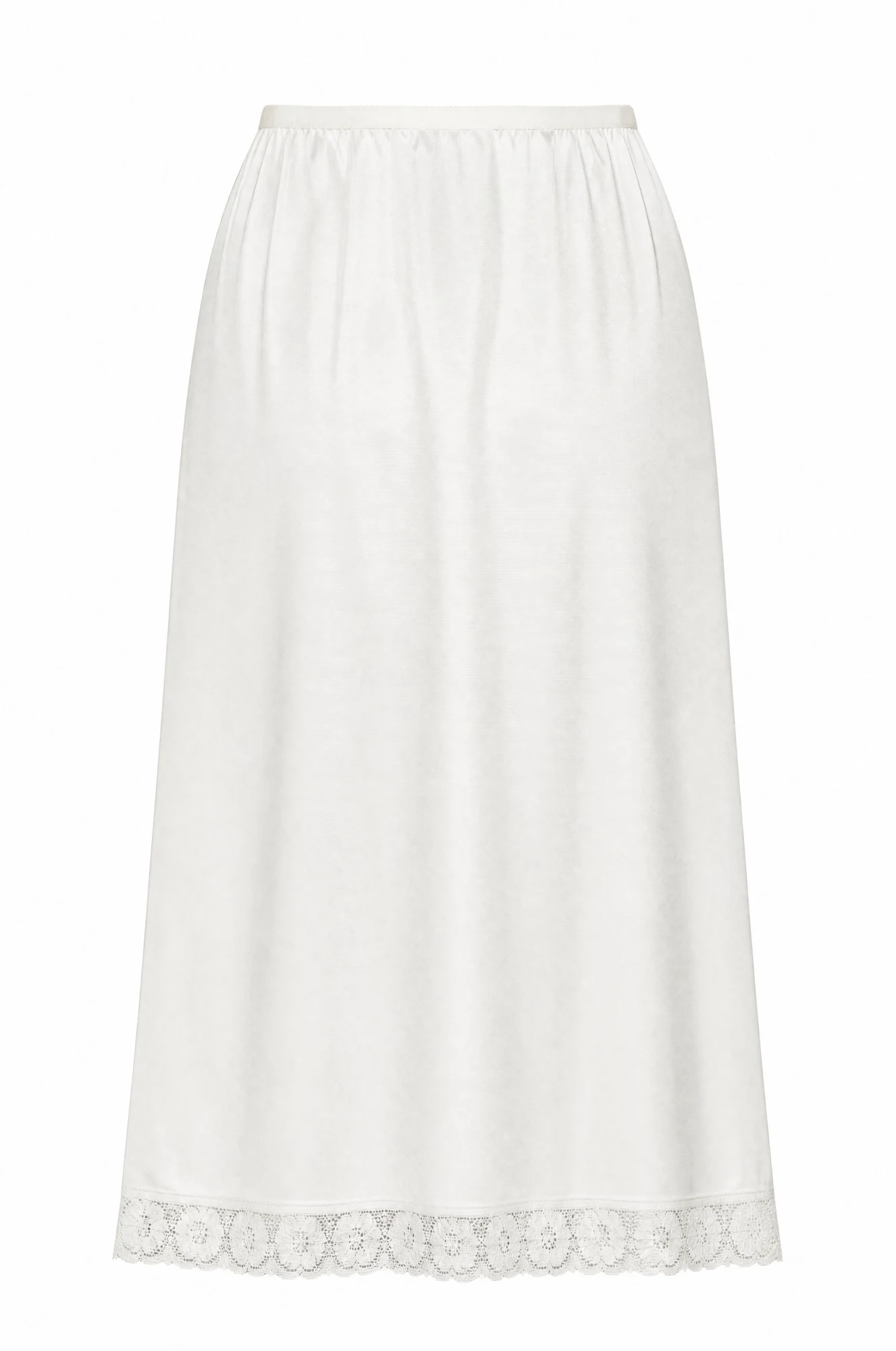 Ivory Lace-Trim Slip Skirt — VAUDRE