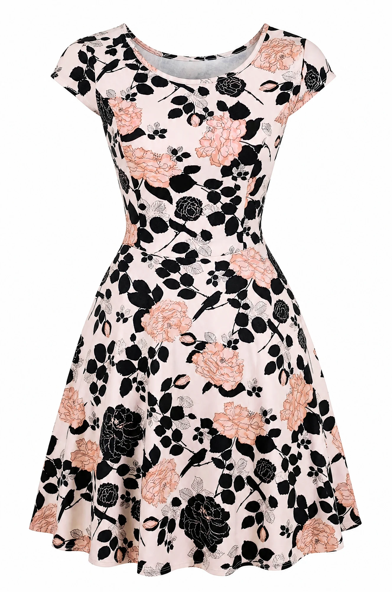 Blush Rose Fit-and-Flare Skater Dress — VAUDRE