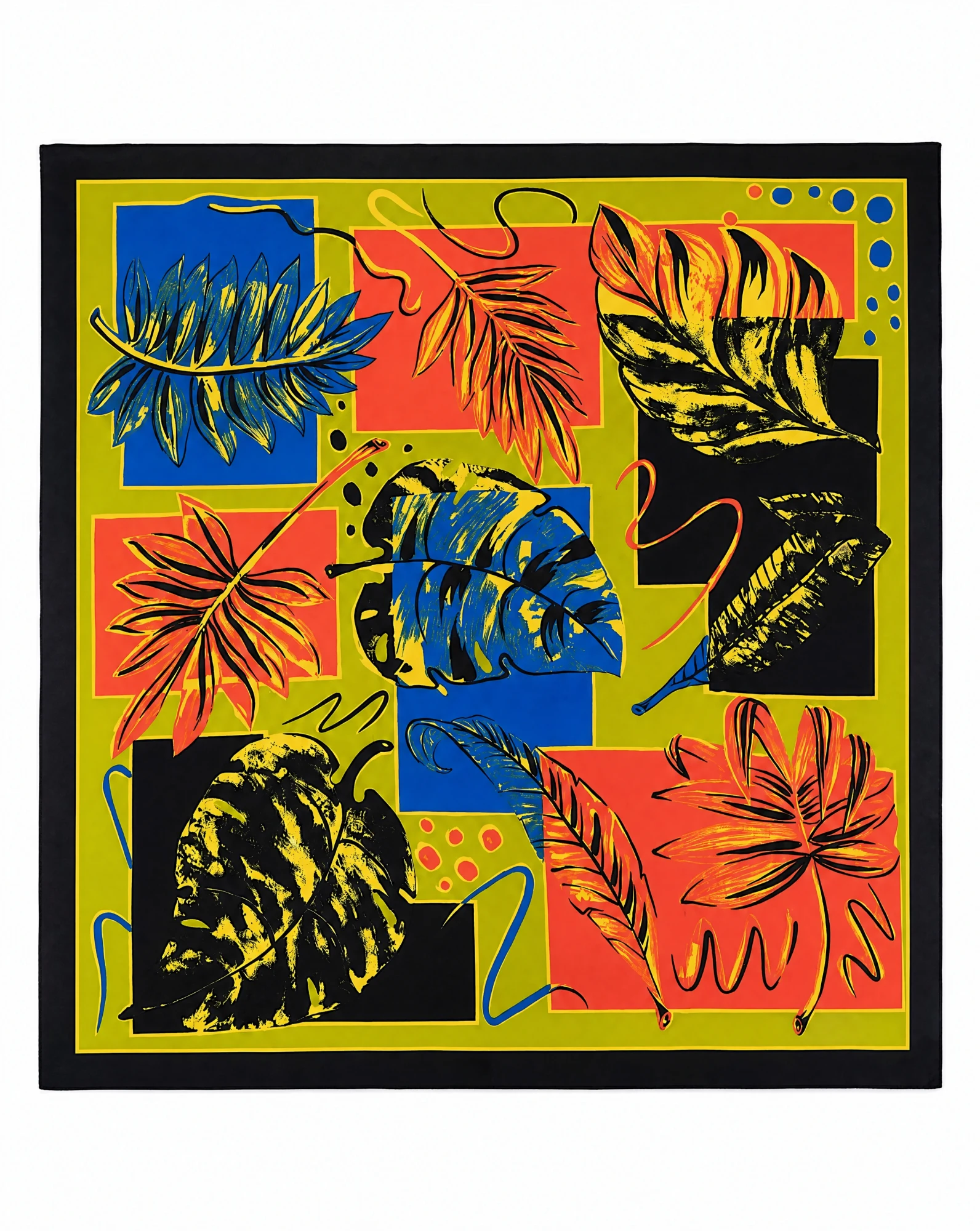 Tropical Leaf Silk Scarf — VAUDRE