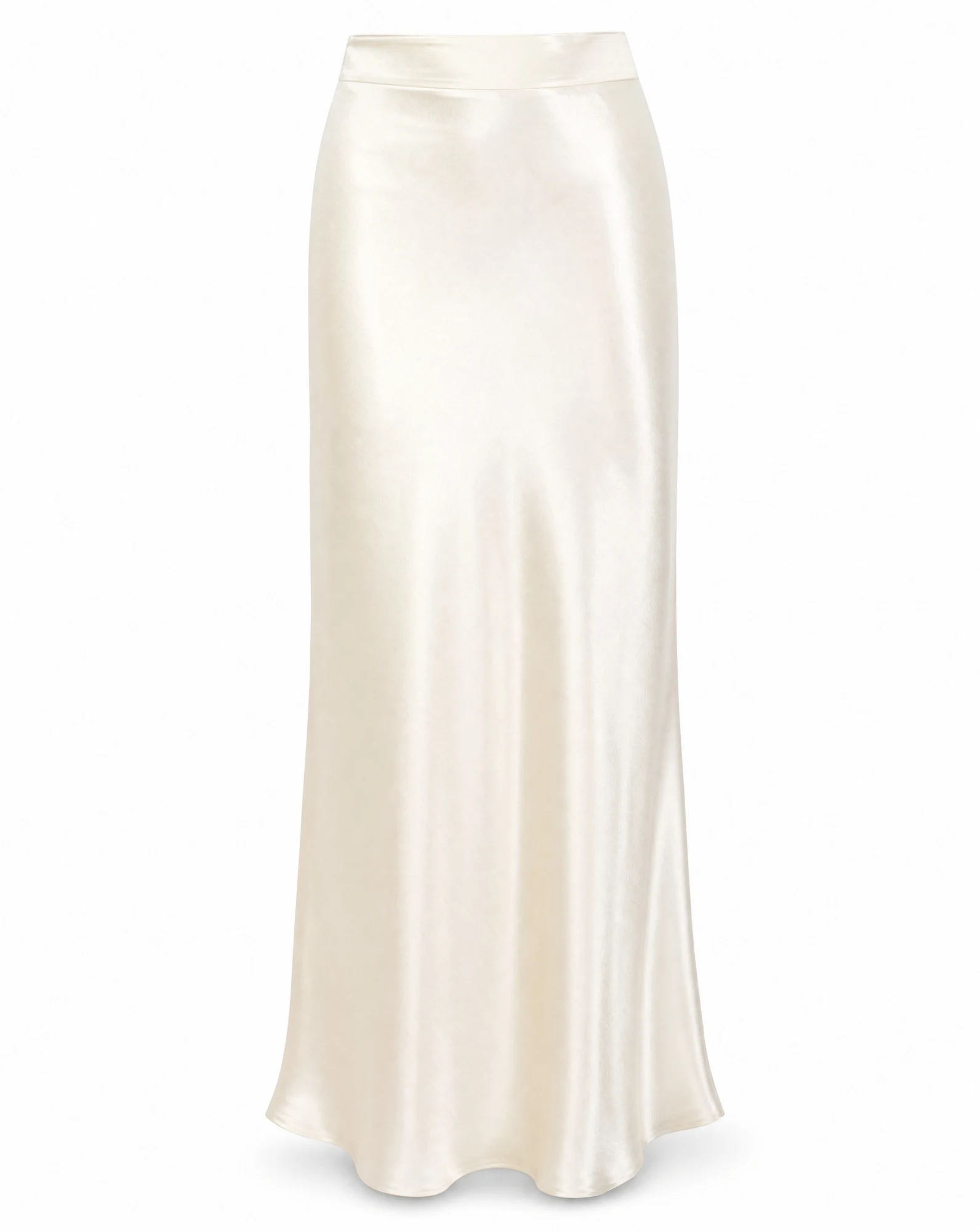 Champagne Satin Bias-Cut Maxi Skirt — VAUDRE