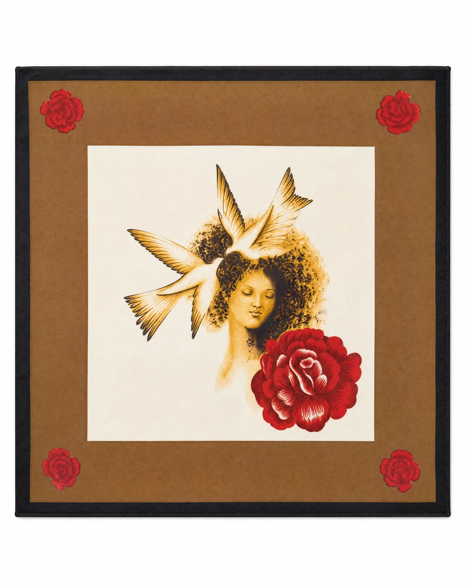 Ivory Angel & Roses Silk Scarf — VAUDRE