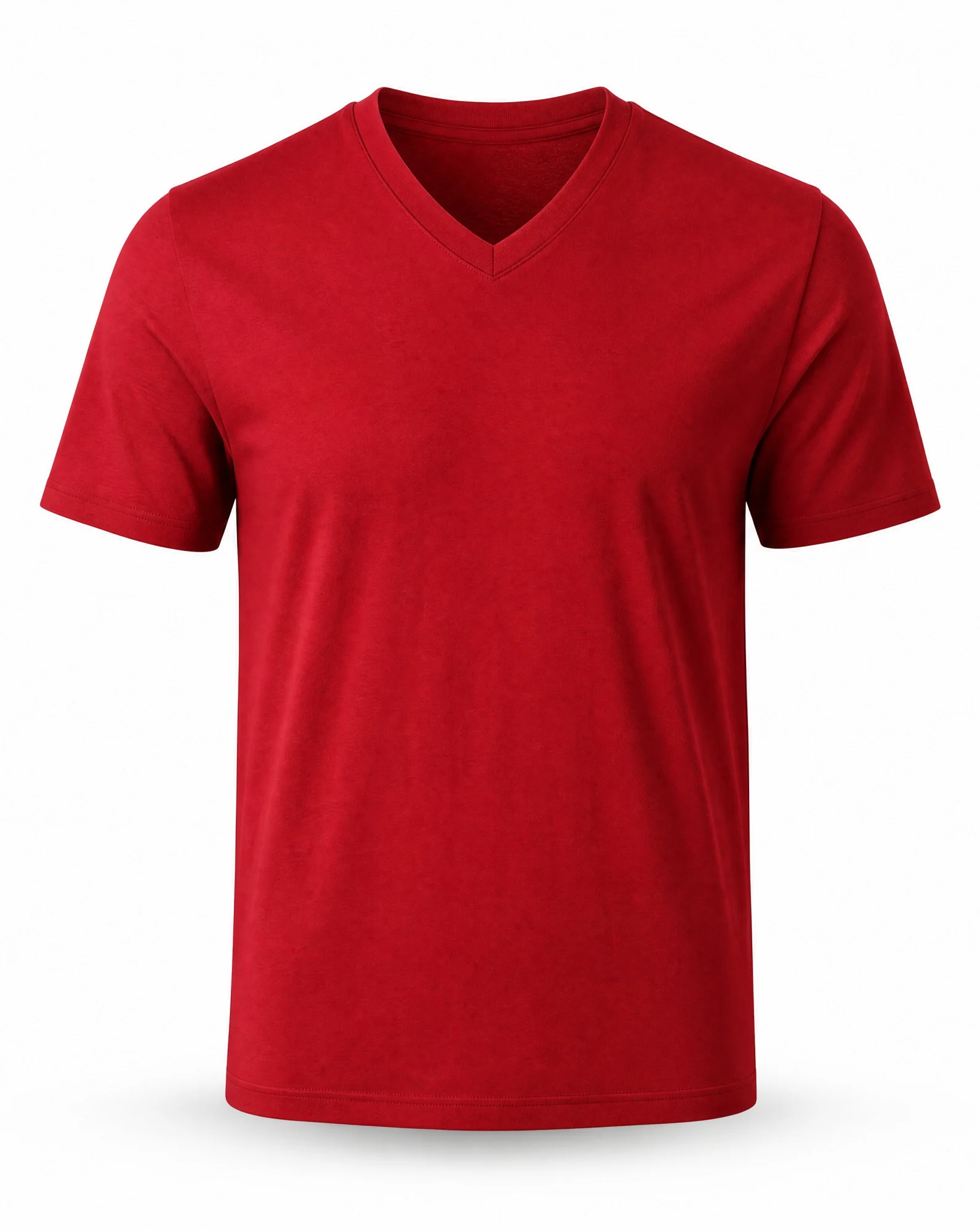 Red Classic V-Neck Cotton Tee — VAUDRE
