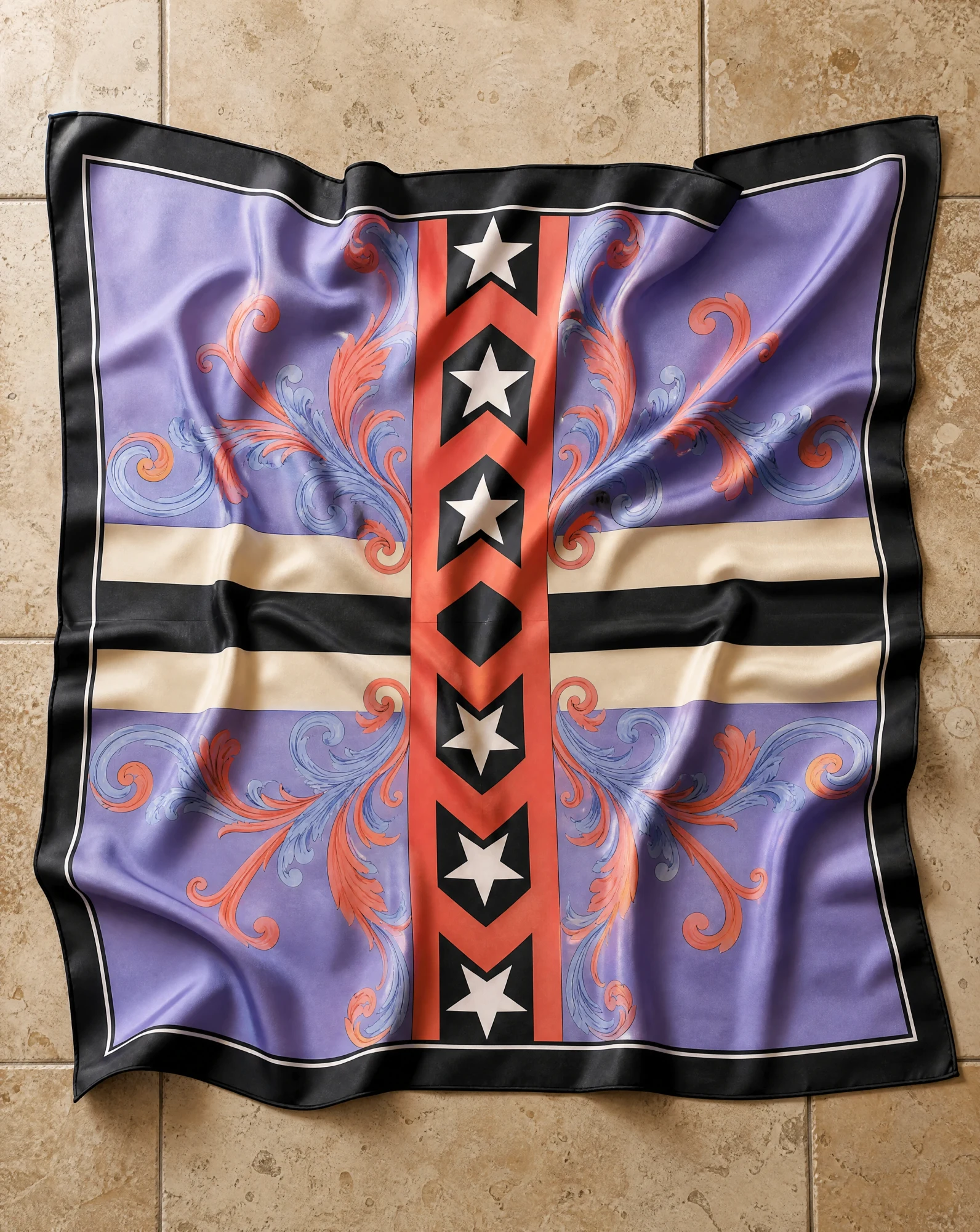 Purple Star & Baroque Silk Scarf — VAUDRE