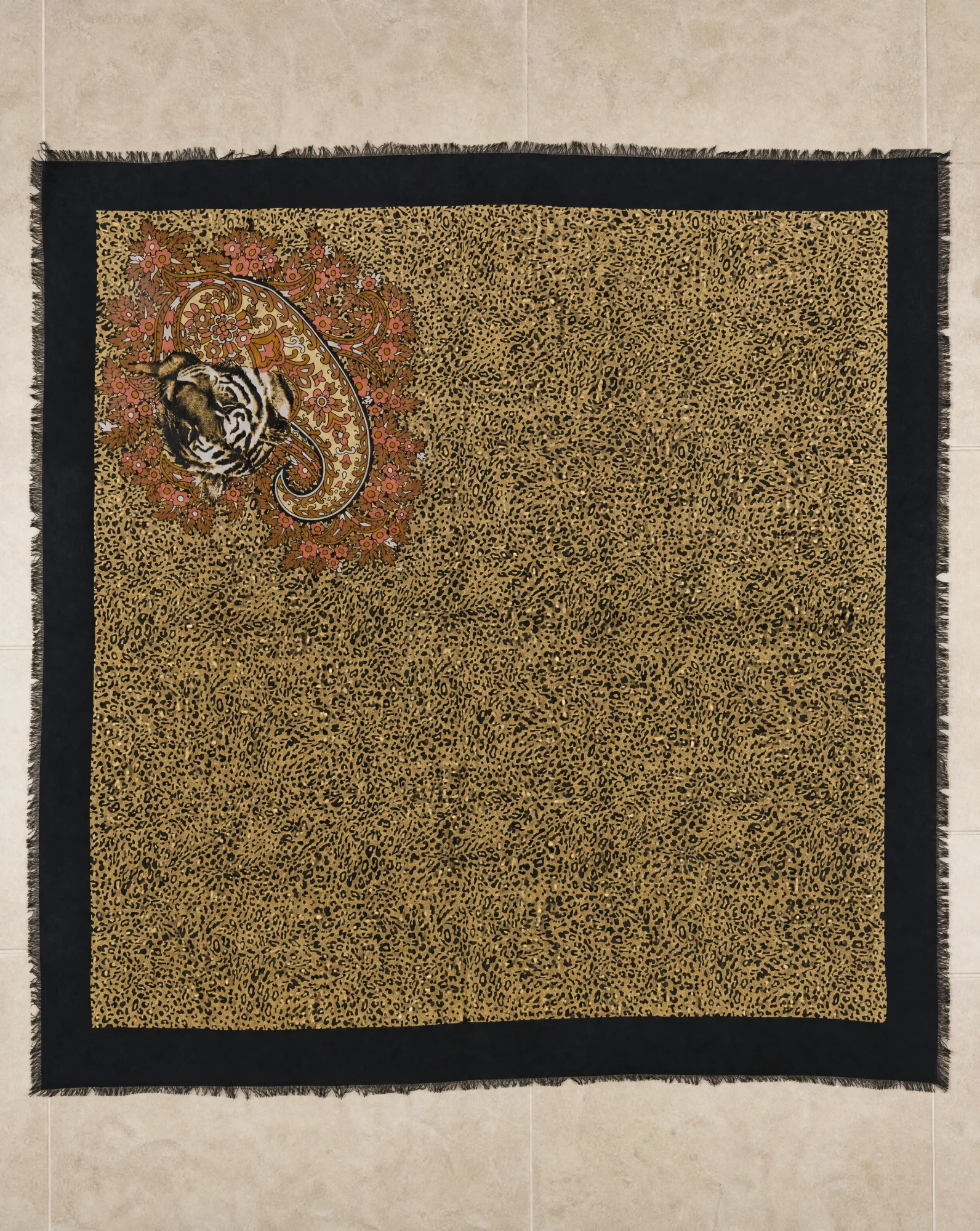 Tiger Paisley Leopard-Print Silk Scarf — VAUDRE