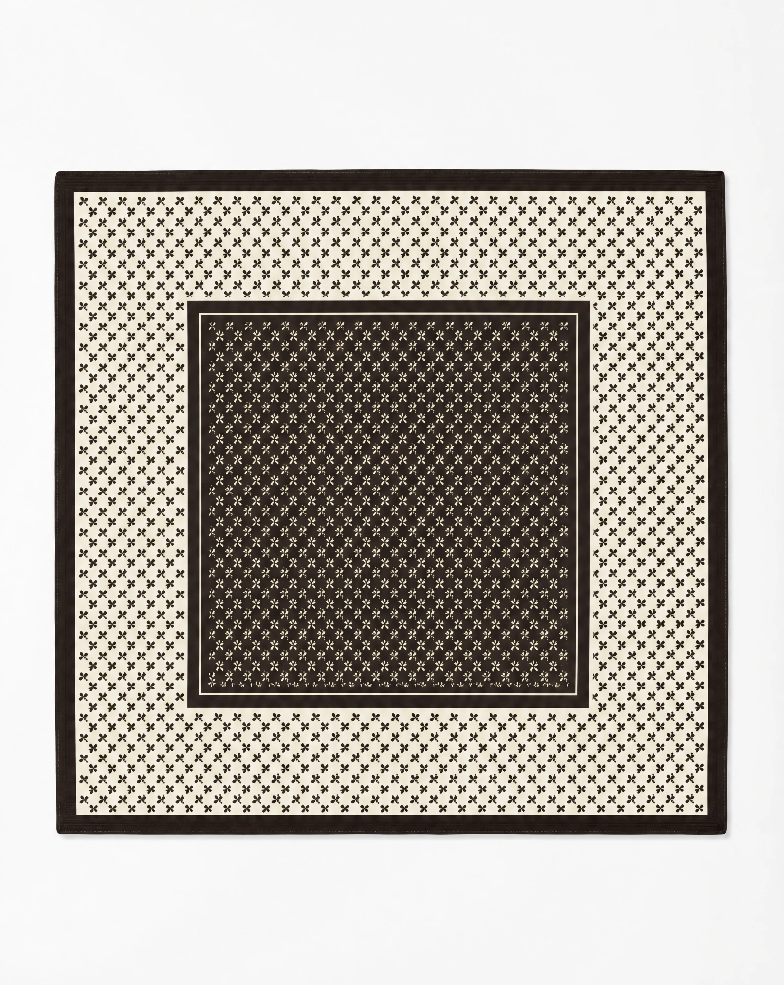 Noir Clover Monogram Silk Scarf — VAUDRE